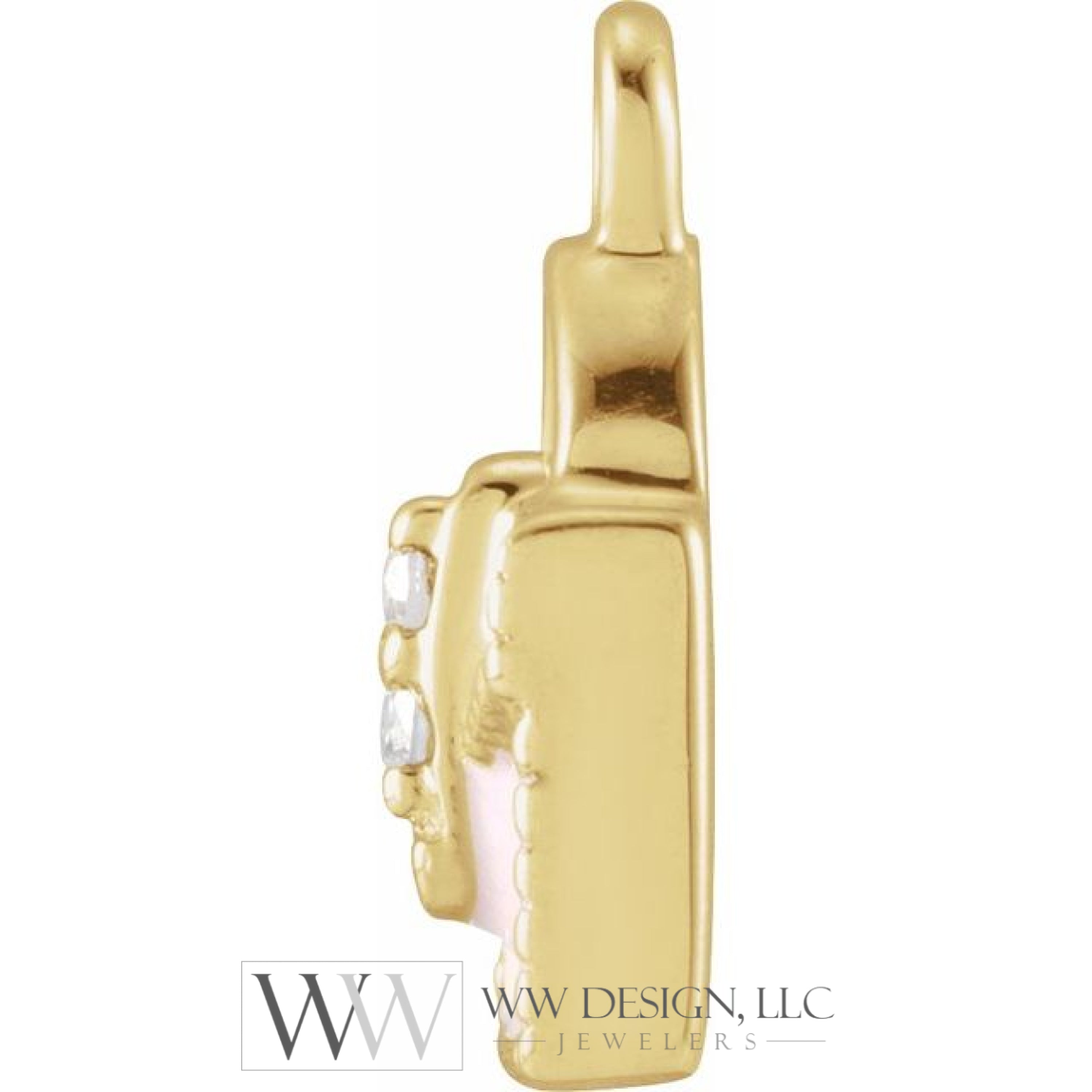 .01 CTW Natural Diamond Pink Enamel Purse Dangle Charm - 14k Gold (Y, W, R)