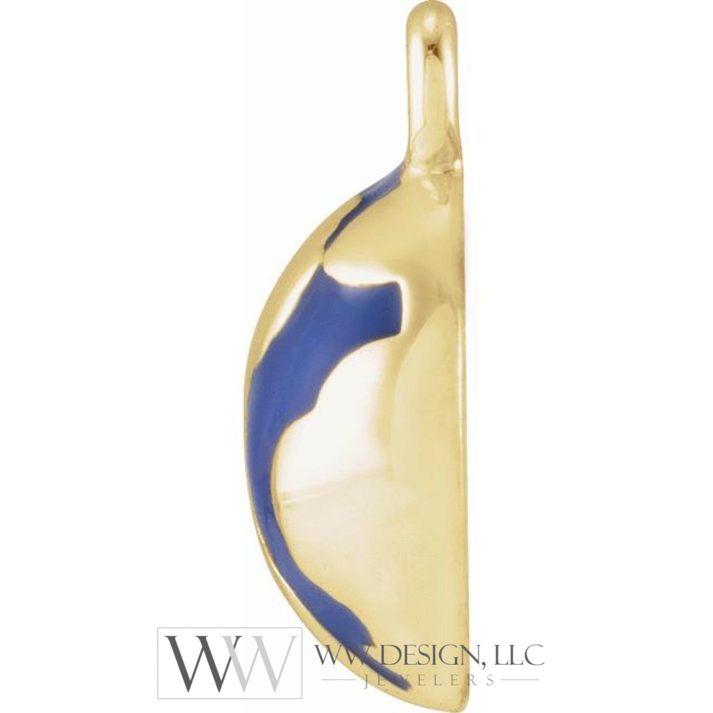 .015 CT Natural Diamond Blue Enamel Globe Dangle Charm - 14k Gold (Y, W, R)