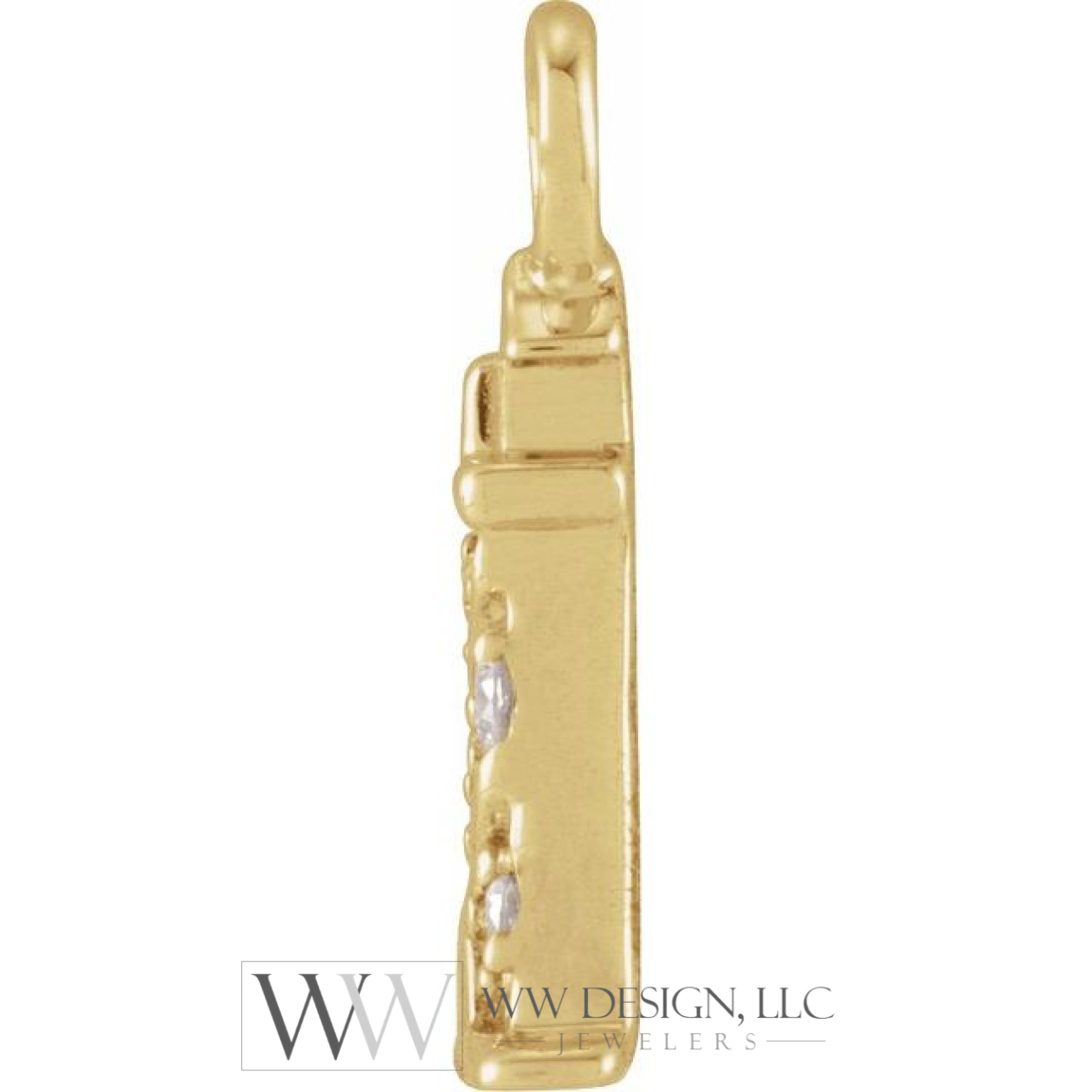 .02 CTW Natural Diamond Lighthouse Dangle Charm - 14k Gold (Y, W, R)