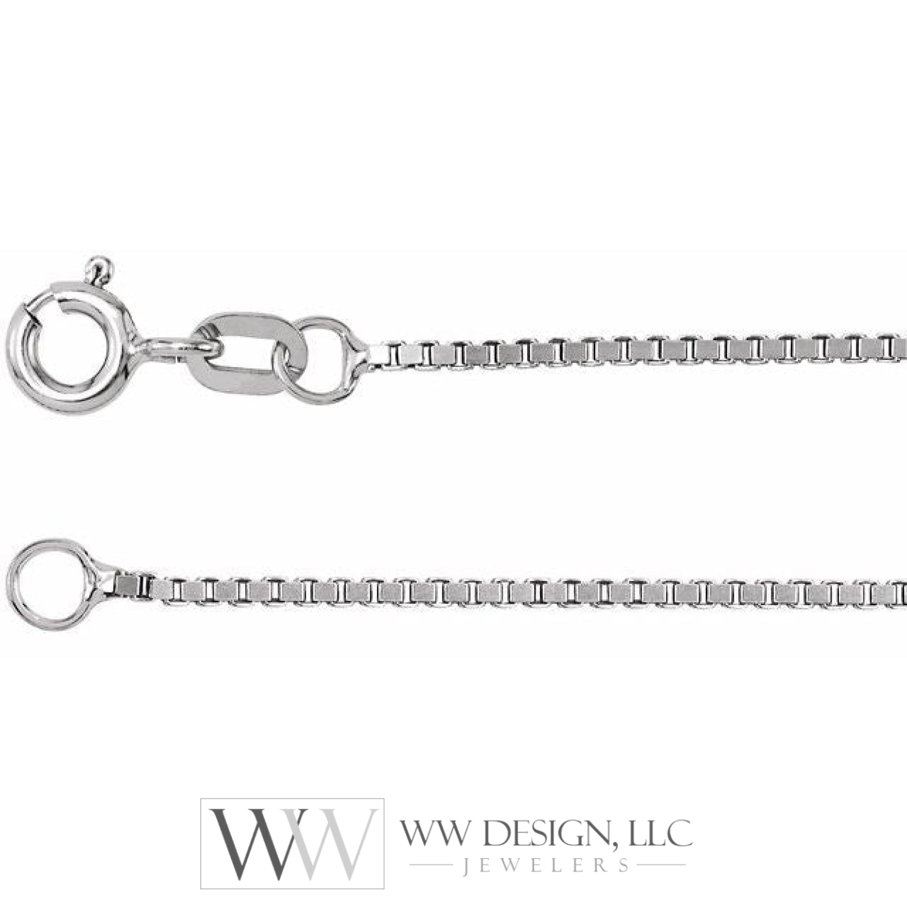1.2mm Box Chain Bracelet or Necklace - 14k Gold (Y, W), or Sterling Silver
