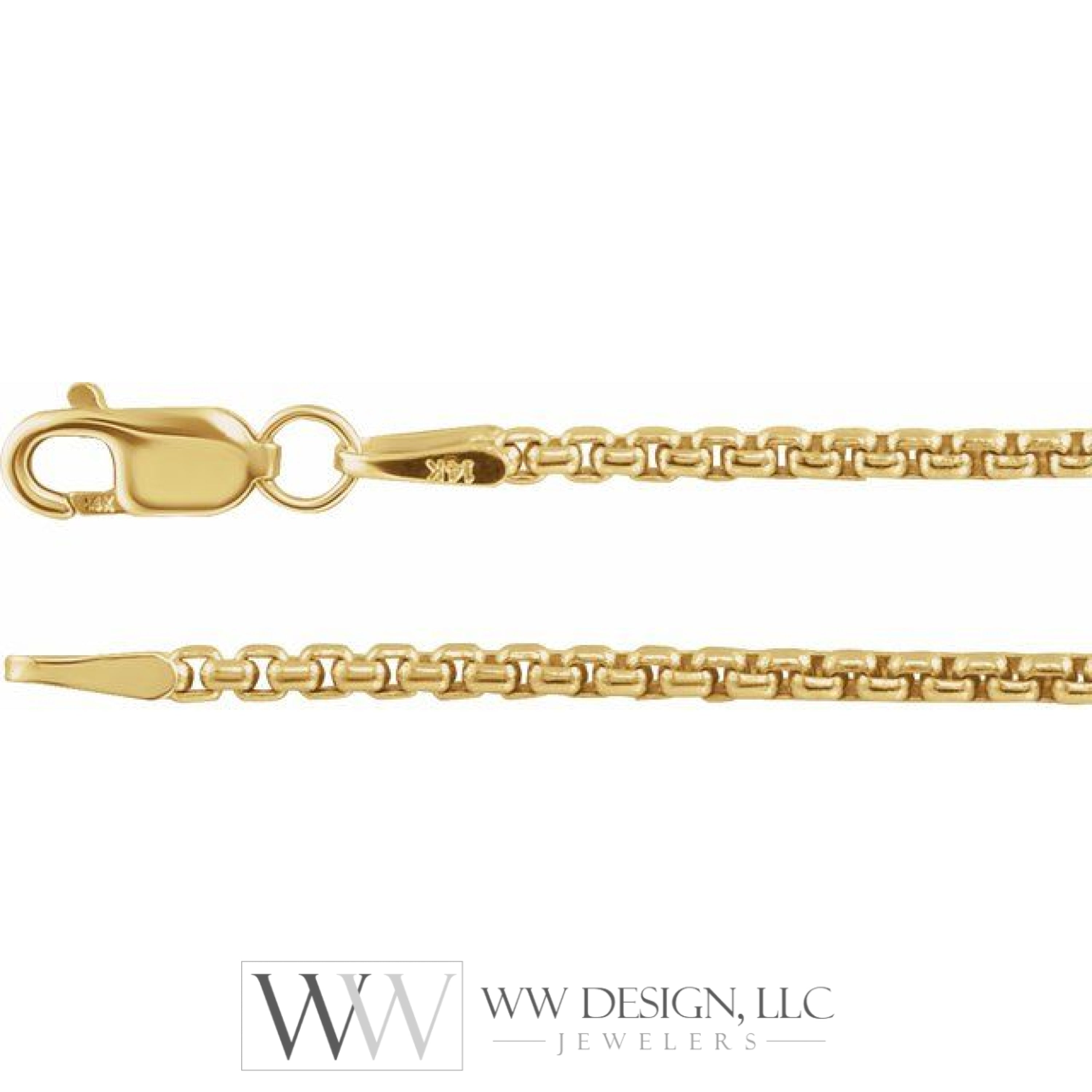 1.8mm Rounded Box Chain Bracelet or Necklace - 14k Gold (Y, W, R), or Sterling Silver