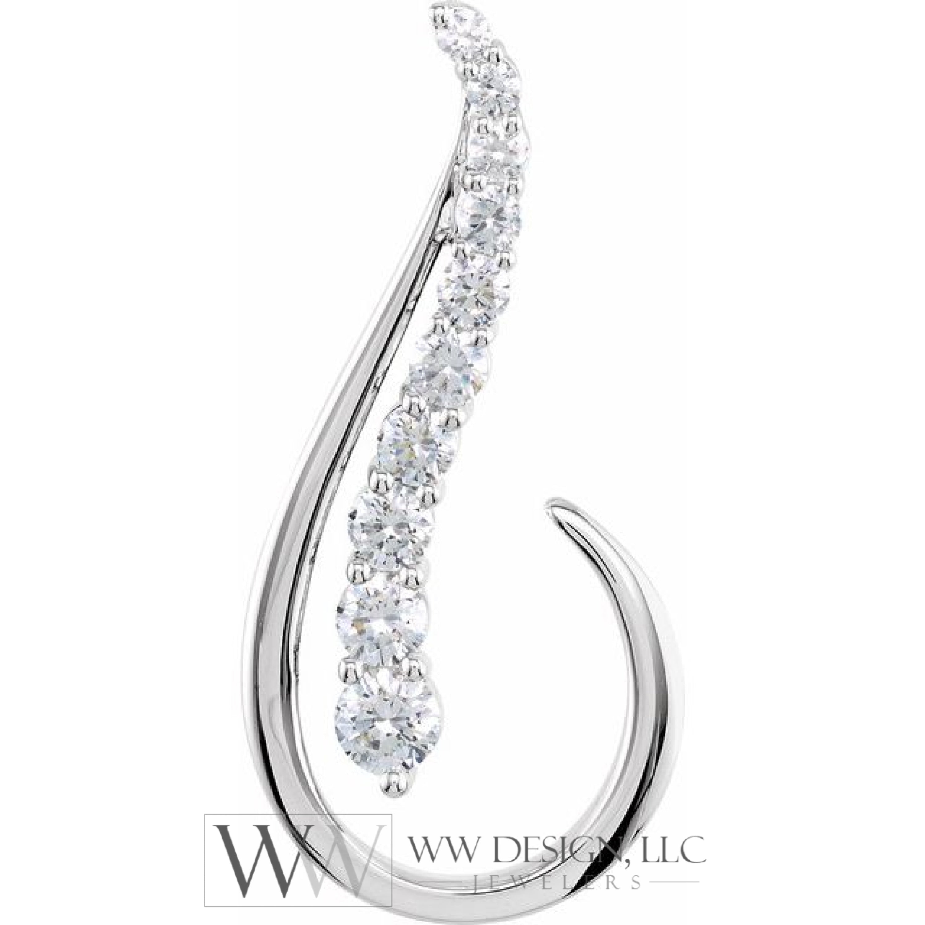 1 Ctw 3/4 Or 1/2 Accented Journey Graduated Drop Diamond Necklace - 18K 14K Gold (Y R W) Platinum