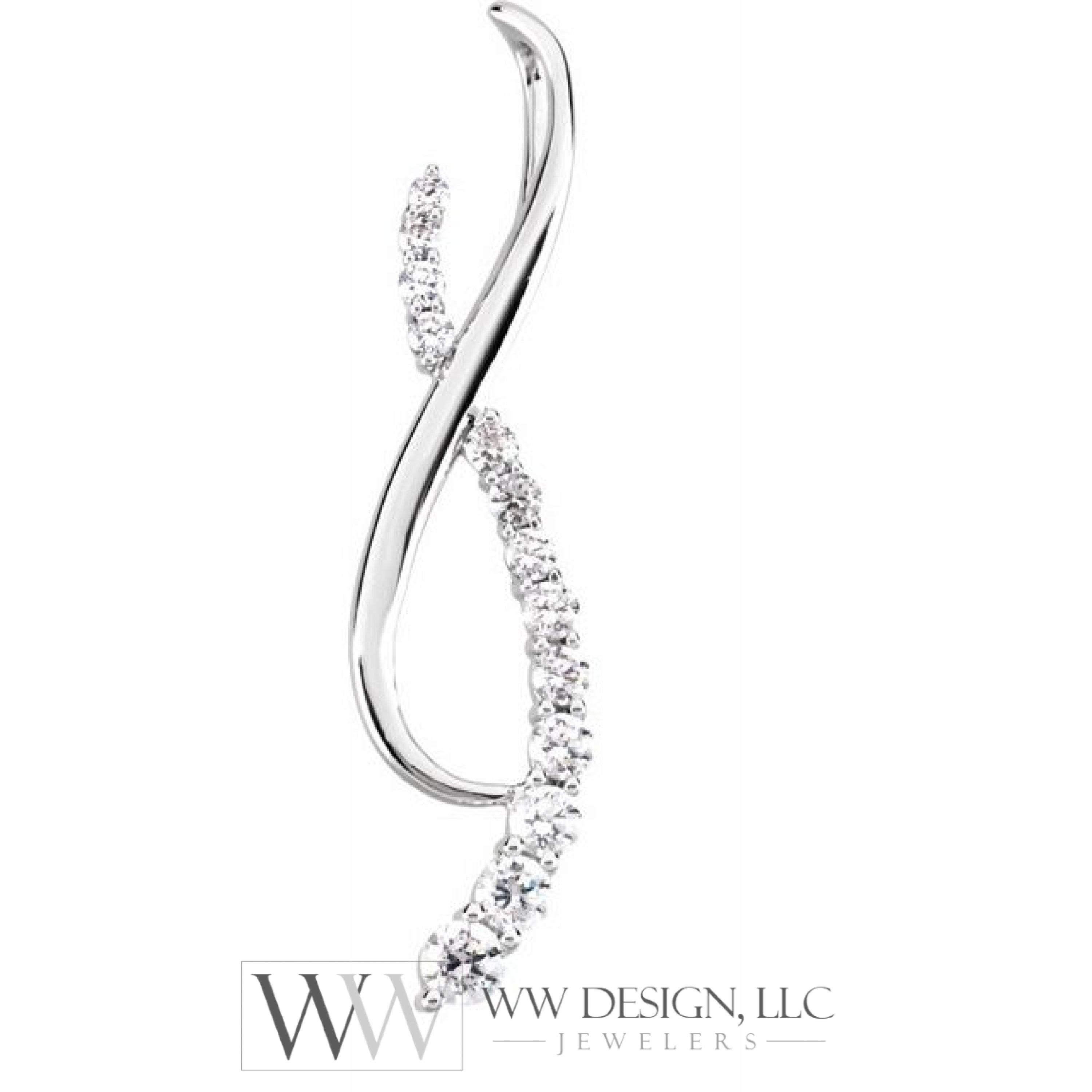 1 Ctw 3/4 Or 1/2 Accented Journey Graduated Drop Diamond Necklace - 18K 14K Gold (Y R W) Platinum