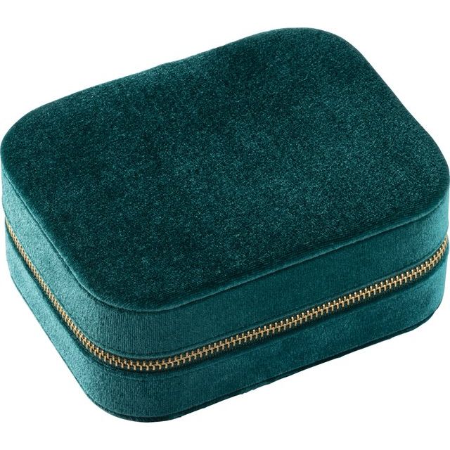 Velveteen Rectangle Jewelry Travel Case - Black, Navy, Green, or Brown Color