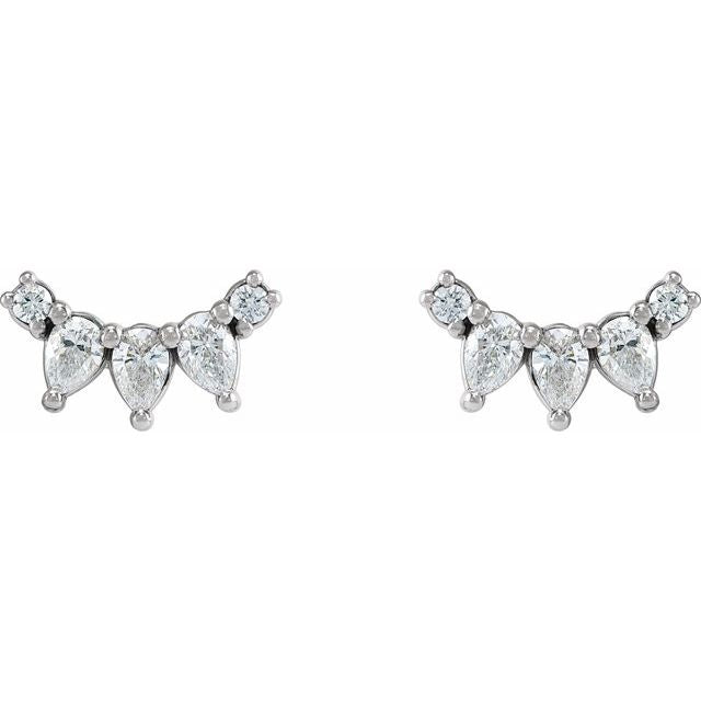 1/3 CTW Natural Diamond Curved Bar Earrings- 14k Gold (Y, W, R), Platinum, or Sterling Silver