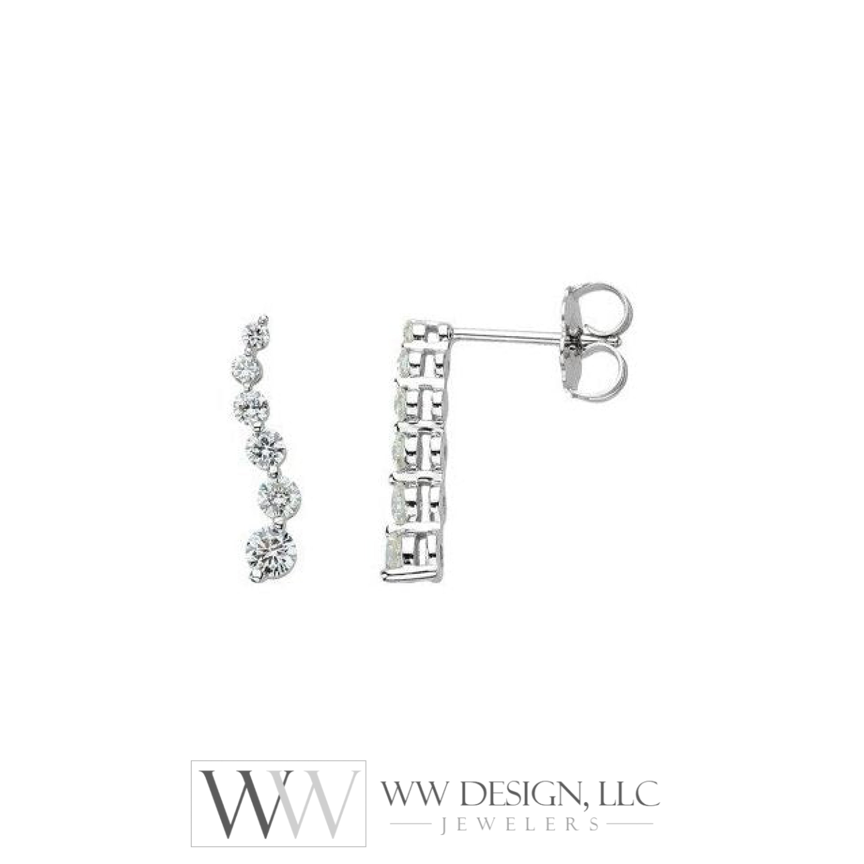 1/2 Ctw Journey Graduated Drop Diamond Earrings - 14K Gold (Y Or W)