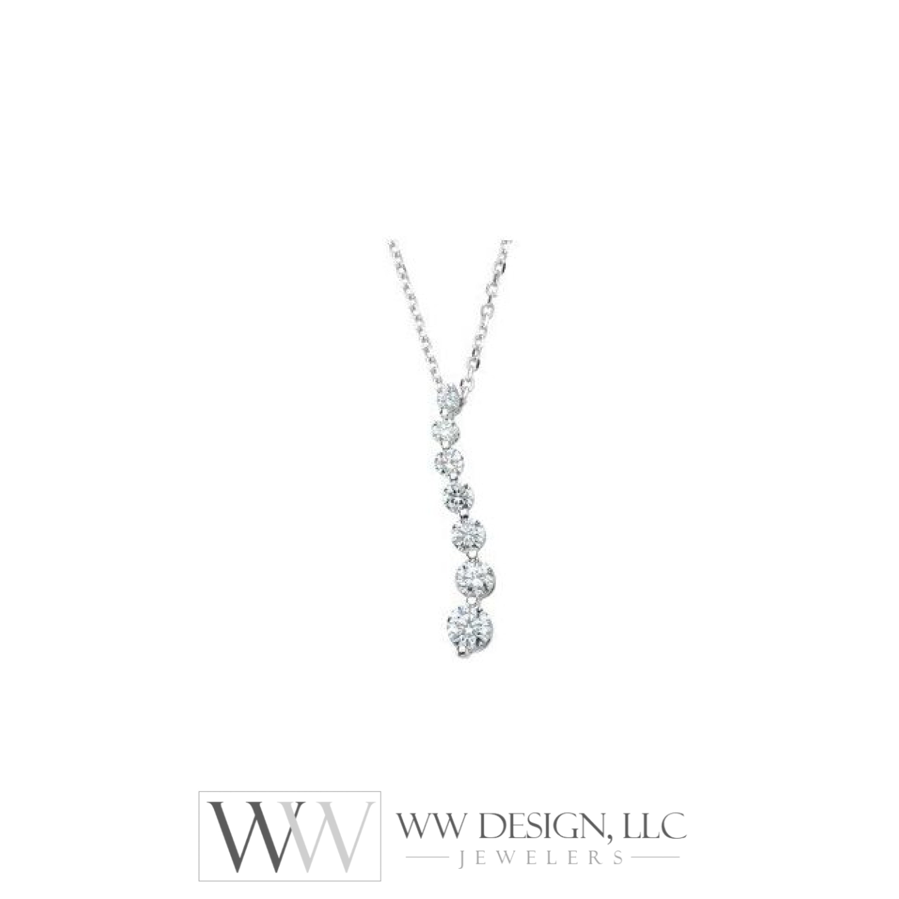 1/2 Ctw Journey Graduated Drop Diamond Necklace - 14K Gold (Y Or W) Earrings