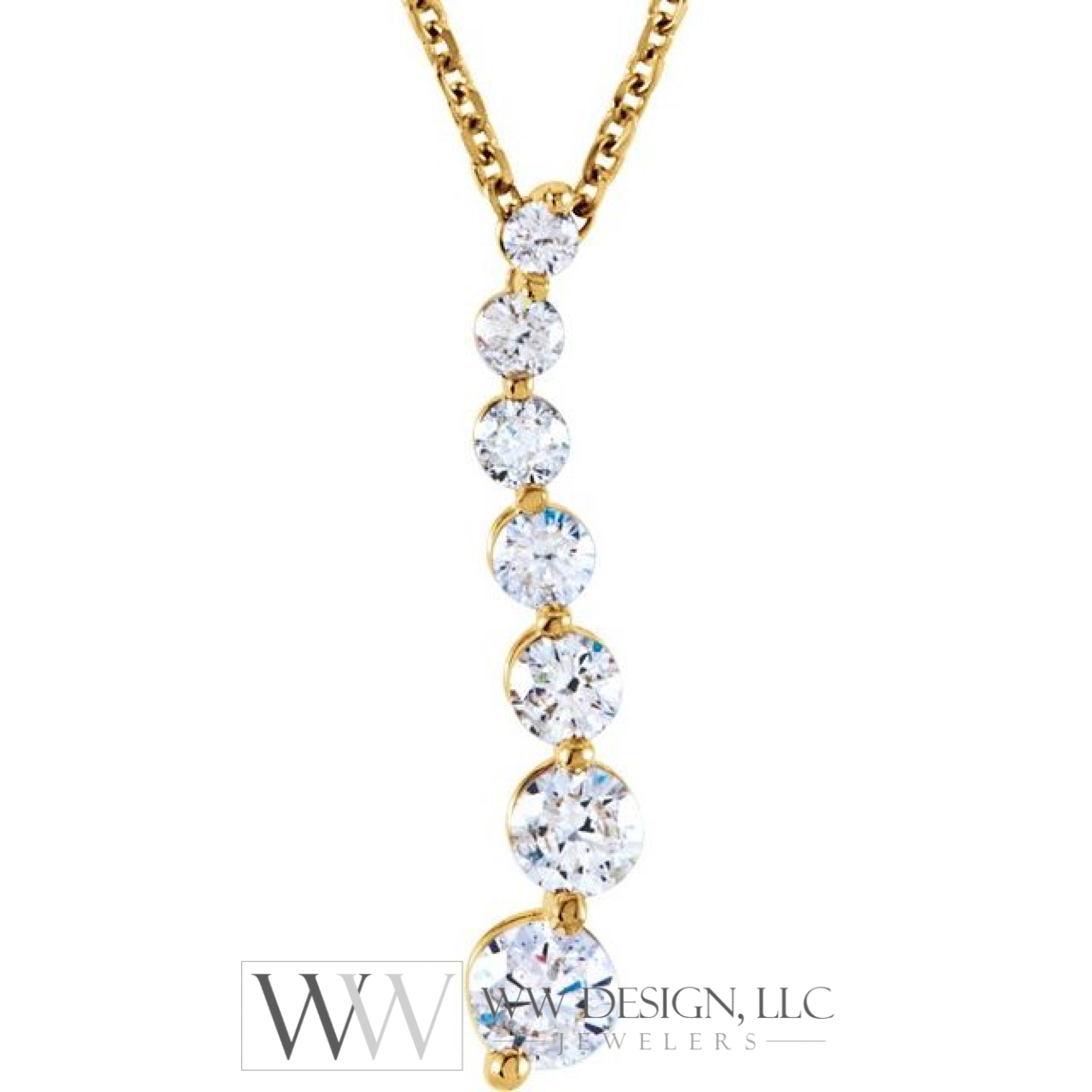 1/2 Ctw Journey Graduated Drop Diamond Necklace - 14K Gold (Y Or W) 14K Yellow Earrings