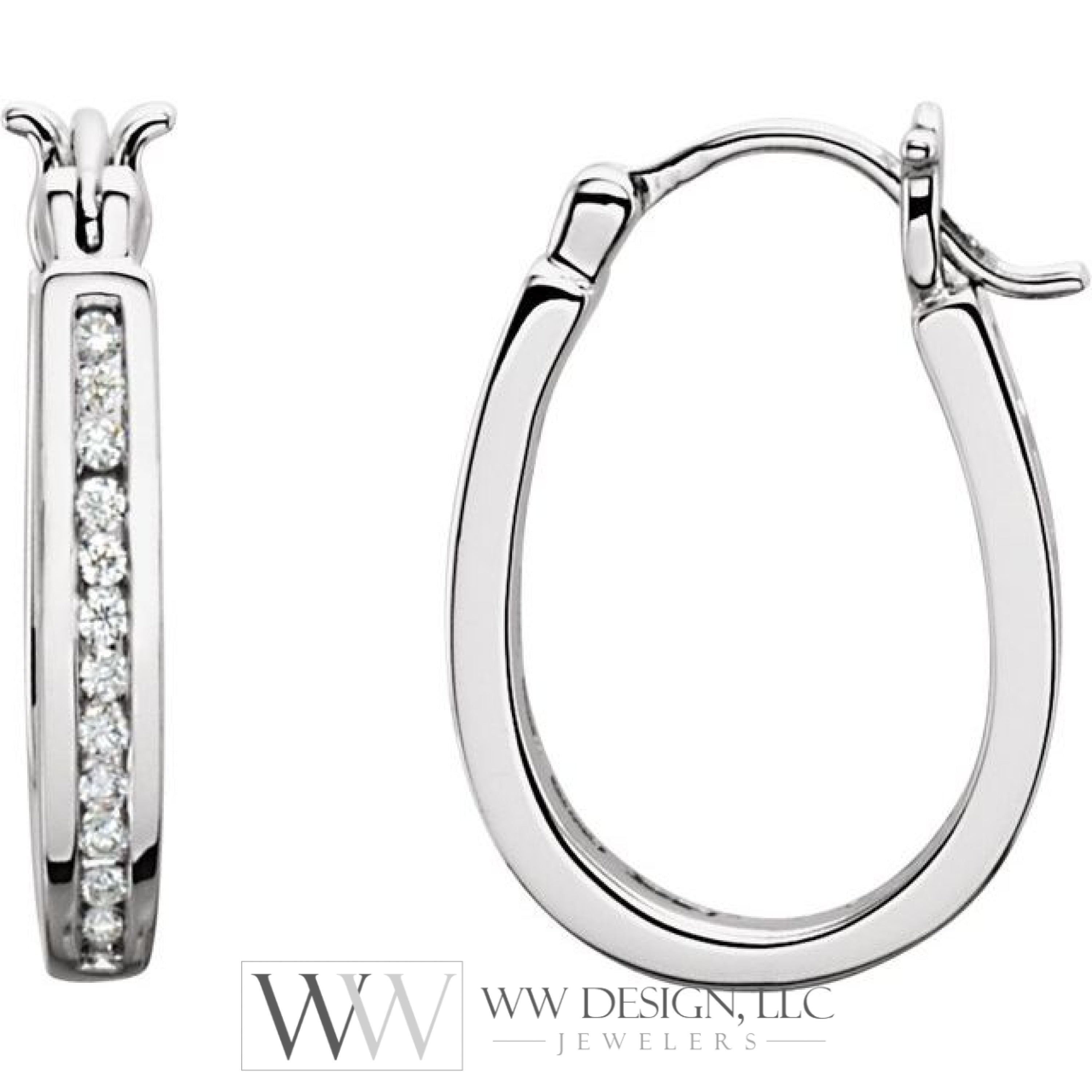 13.7 Mm 1/3 Ctw Natural Diamond Inside-Outside Hoop Earrings - 14K Gold (Y W Or R)