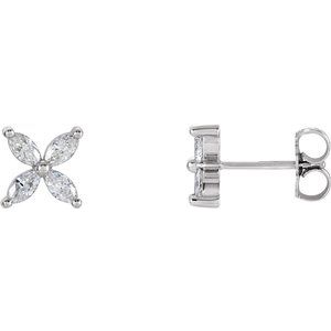 14K Yellow 1/2 CTW Natural Diamond Cluster Earrings