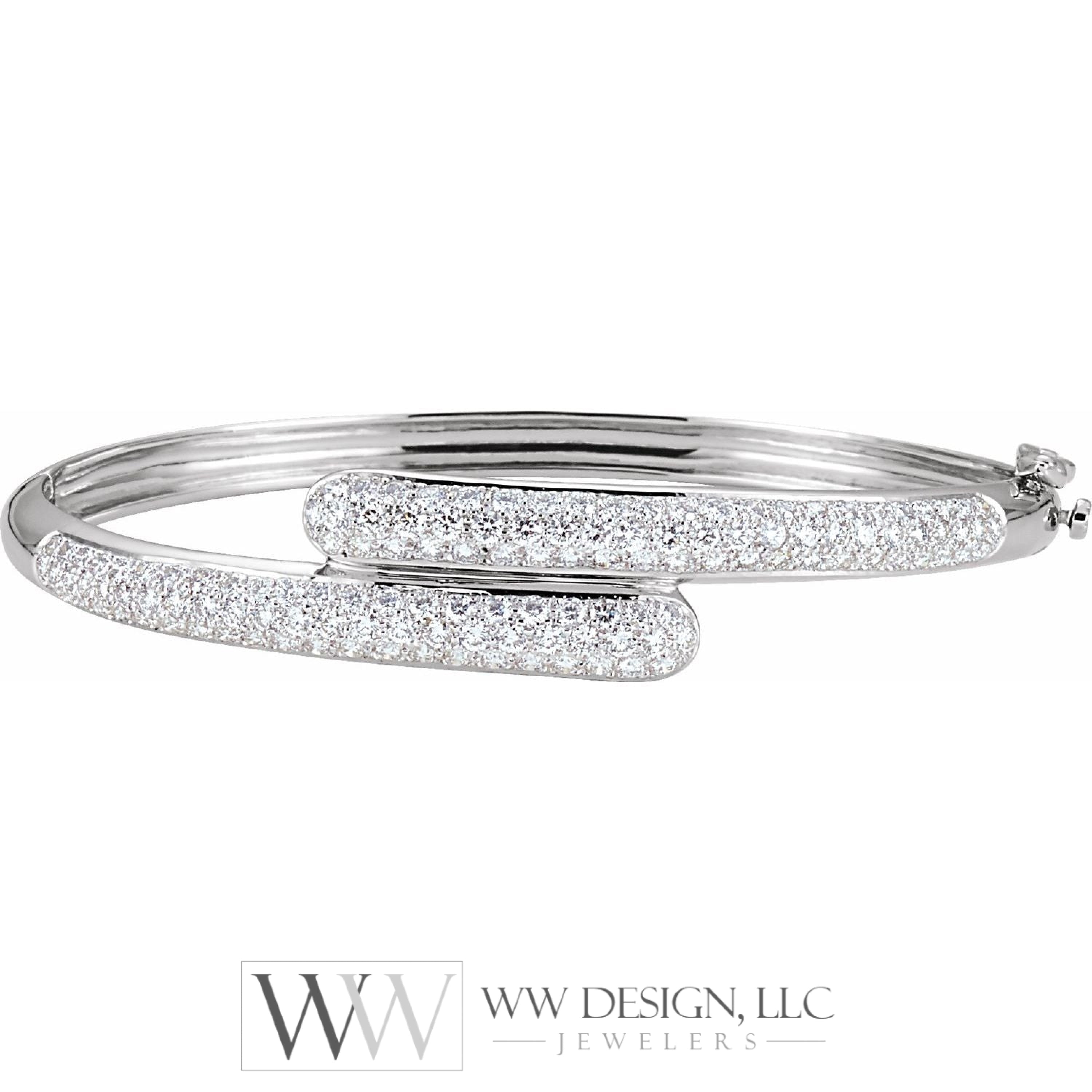 14K White 3 CTW Diamond Bangle Bracelet wwdesignjewelers.com