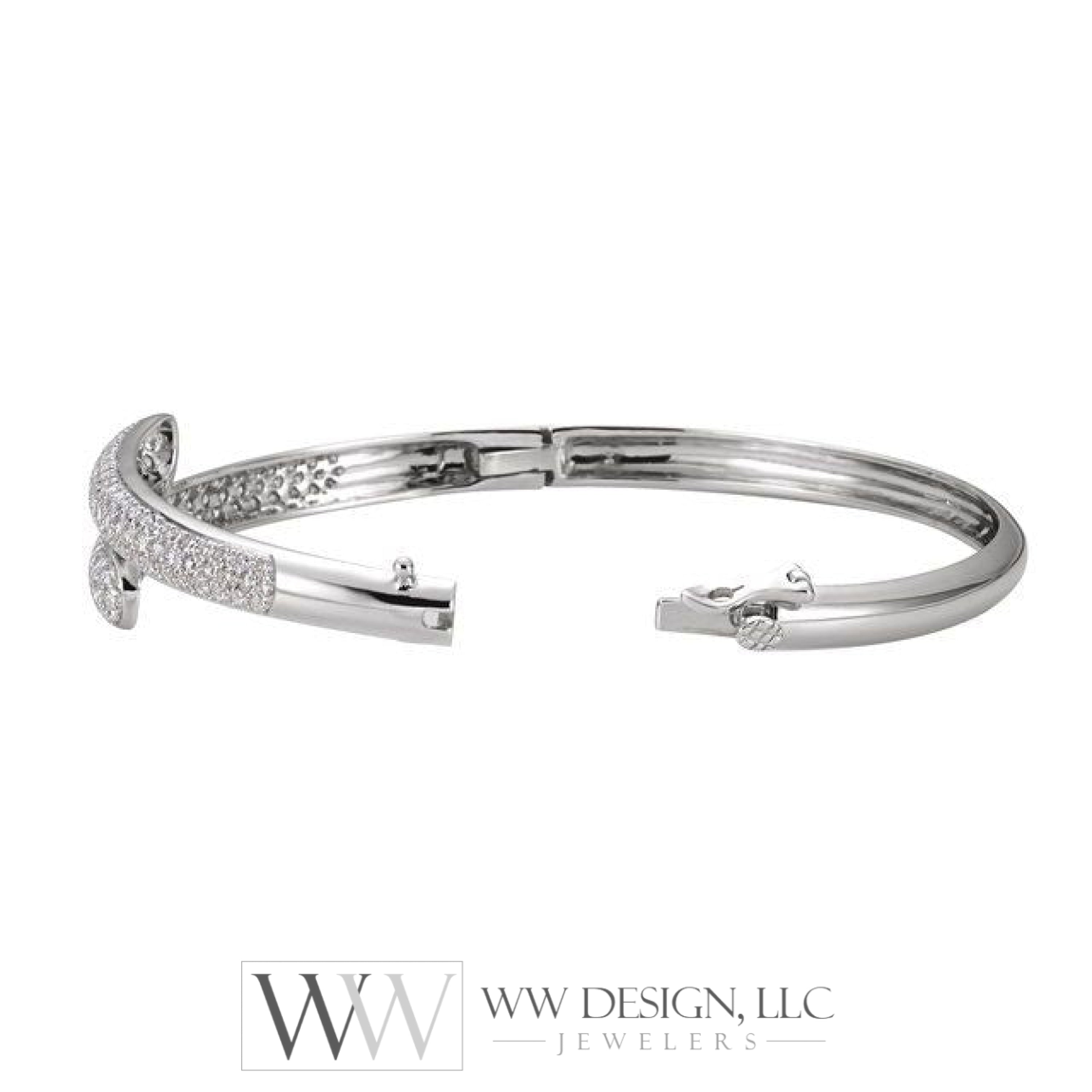14K White 3 CTW Diamond Bangle Bracelet wwdesignjewelers.com