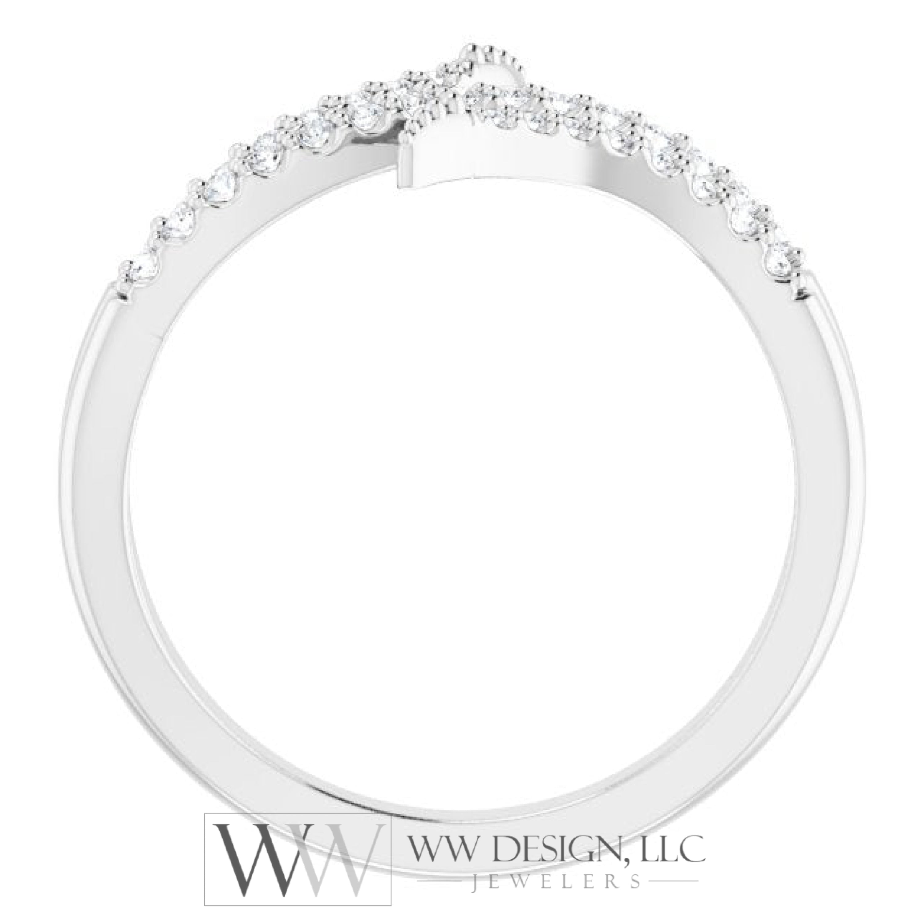 1/5 Ctw Double Bypass Diamond Ring - 14K Gold (Y W Or R) Platinum Rings