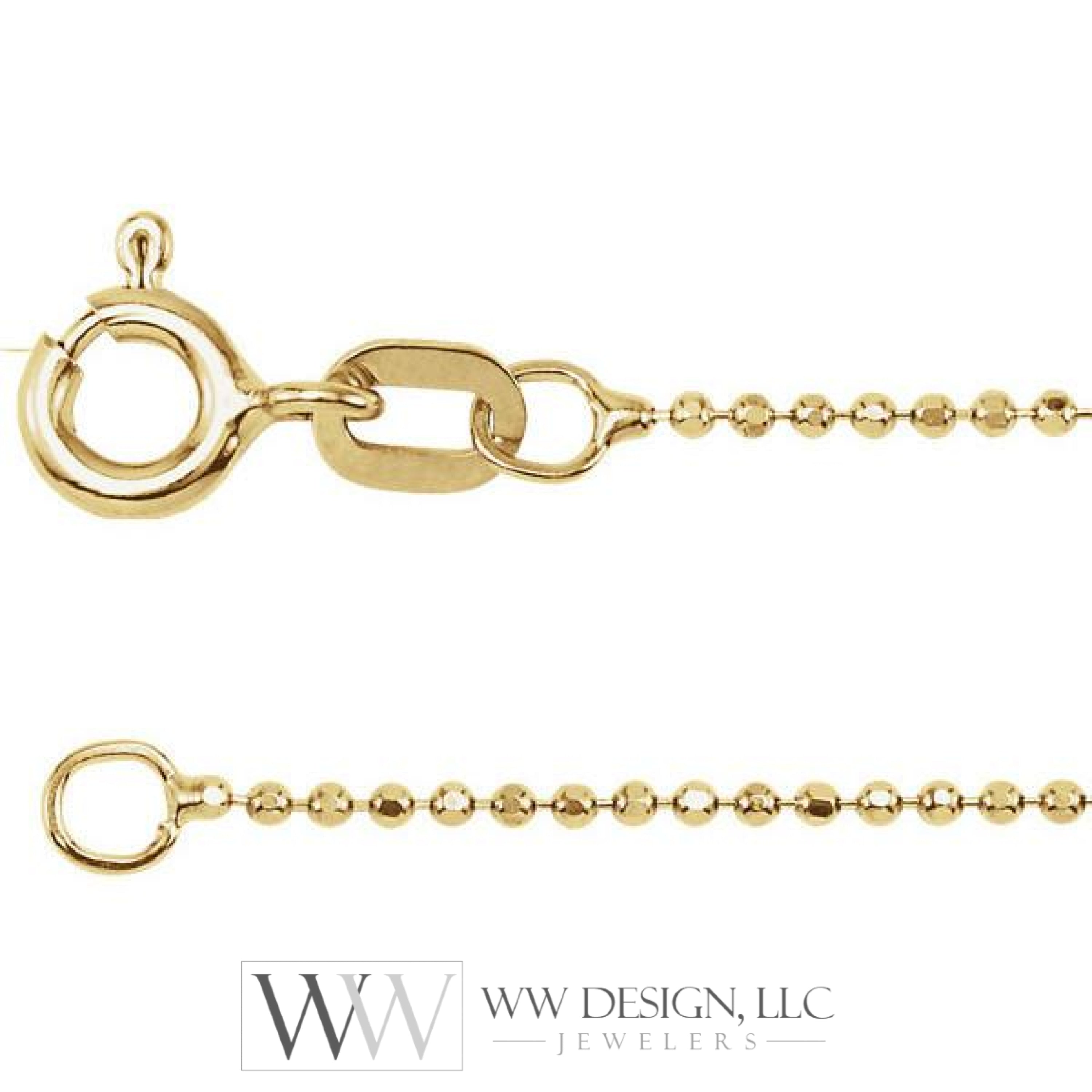 1mm Diamond-Cut Bead 7" Chain Bracelet - 14k Gold (Yellow or White)
