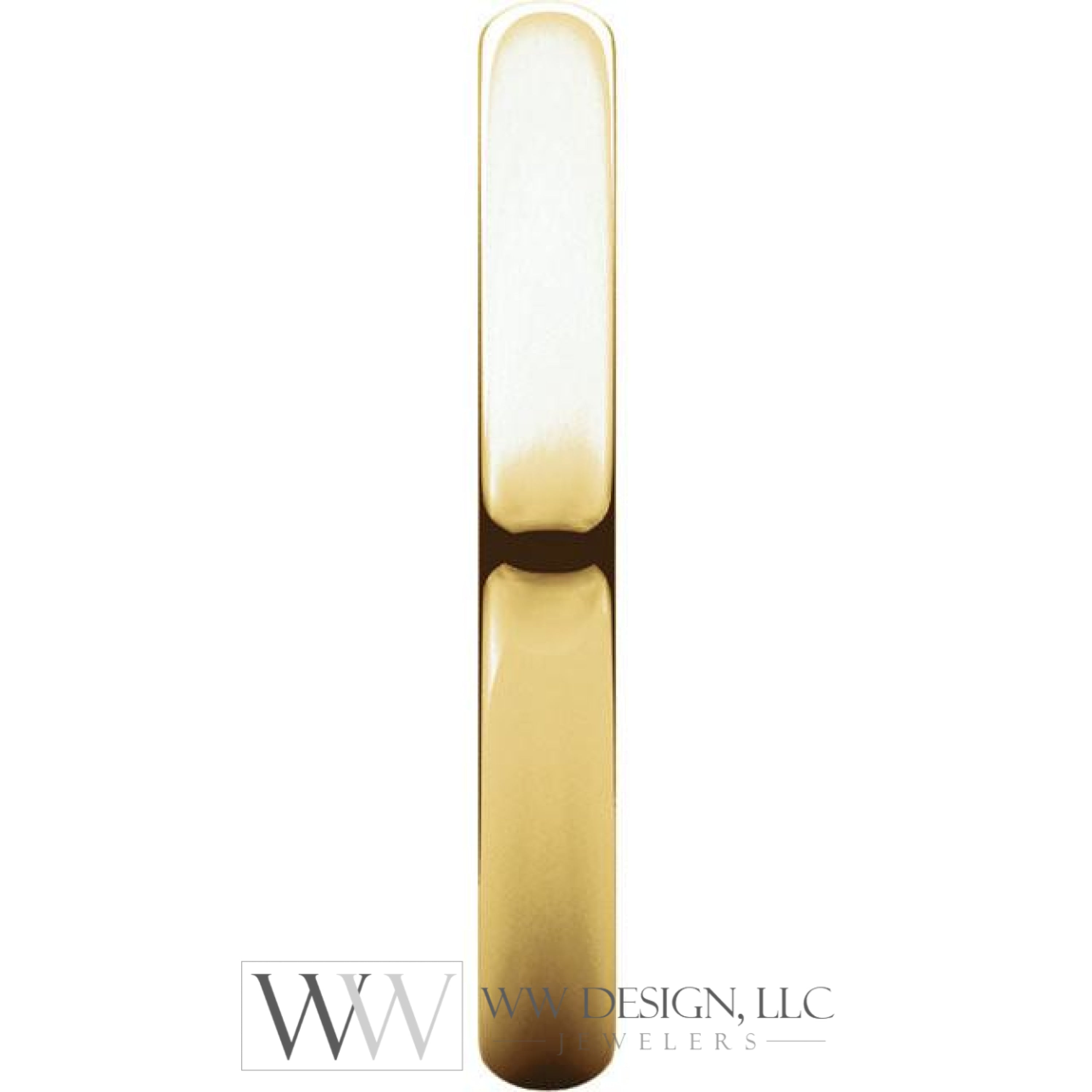 2.5mm Half Round Light Wedding Band Stackable Ring - 14k Gold (Y, W, or R), Palladium, Platinum, Sterling Silver