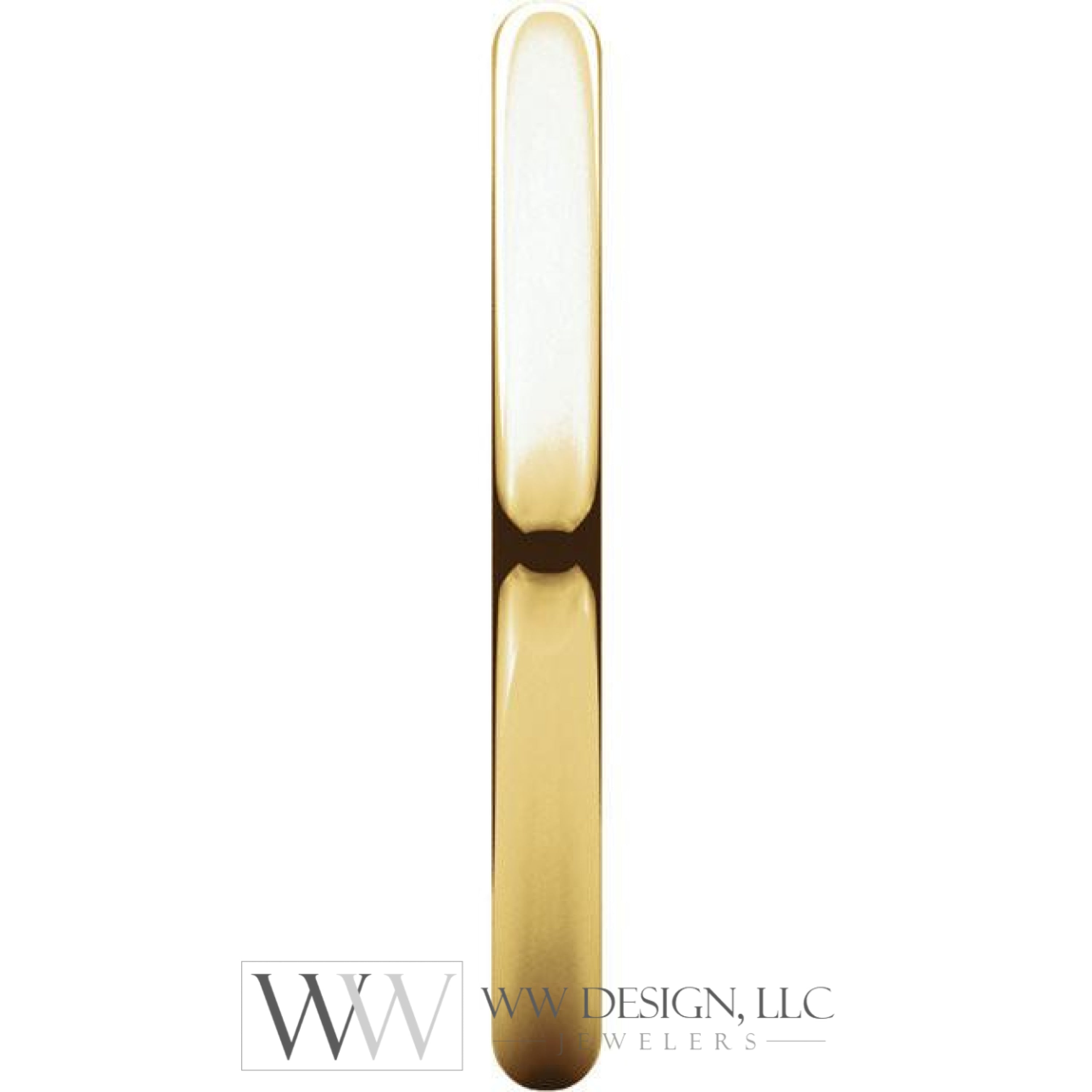 2mm Half Round Light Wedding Band Stackable Ring - 14k Gold (Y, W, or R), Palladium, Platinum, Sterling Silver