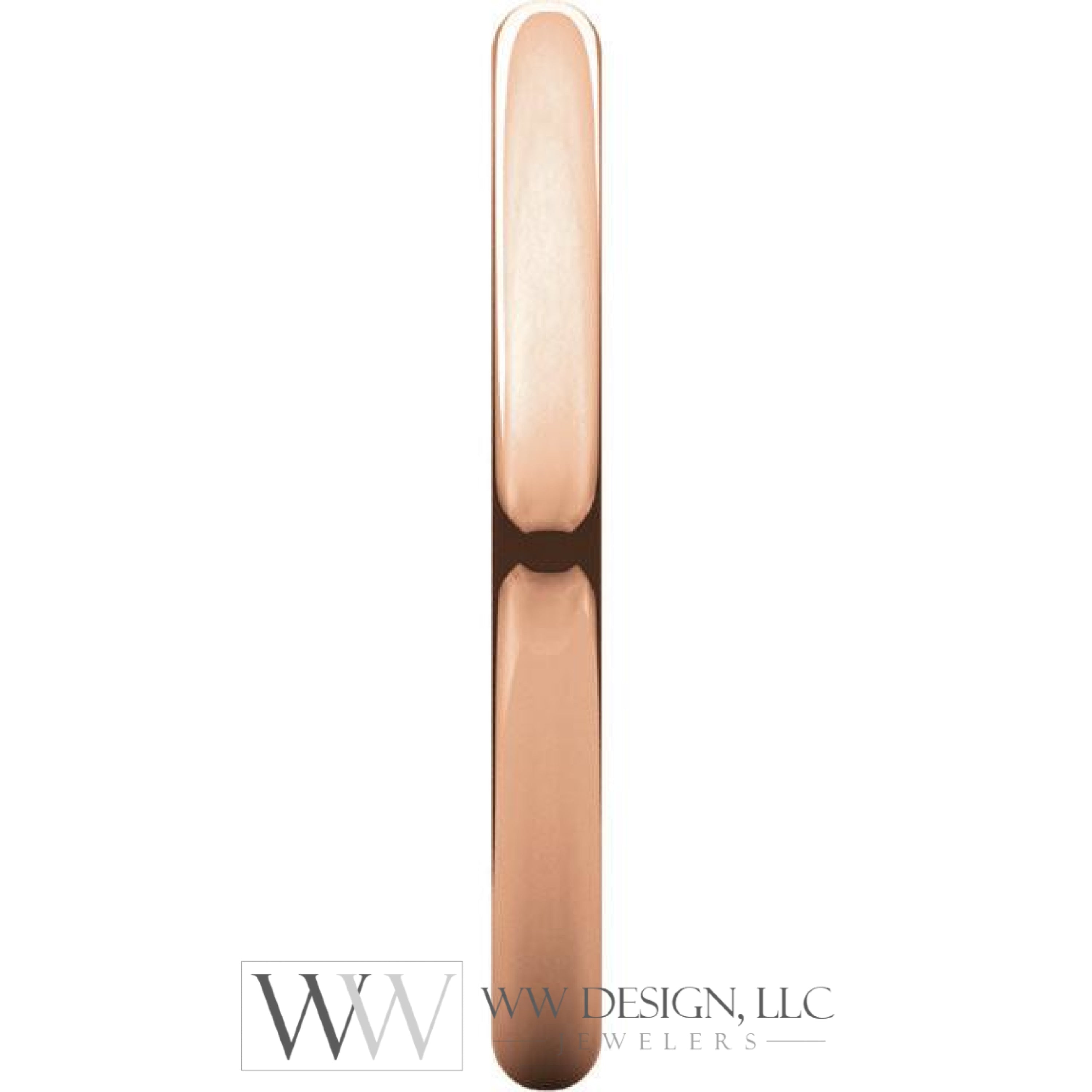 2mm Half Round Light Wedding Band Stackable Ring - 14k Gold (Y, W, or R), Palladium, Platinum, Sterling Silver