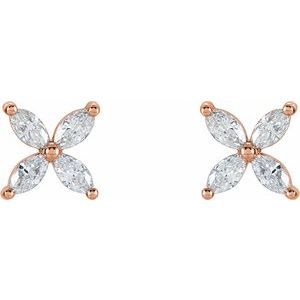 14K Yellow 1/2 CTW Natural Diamond Cluster Earrings