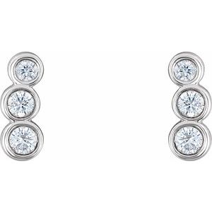 14K White 1/8 CTW Natural Diamond Petite Ear Climbers