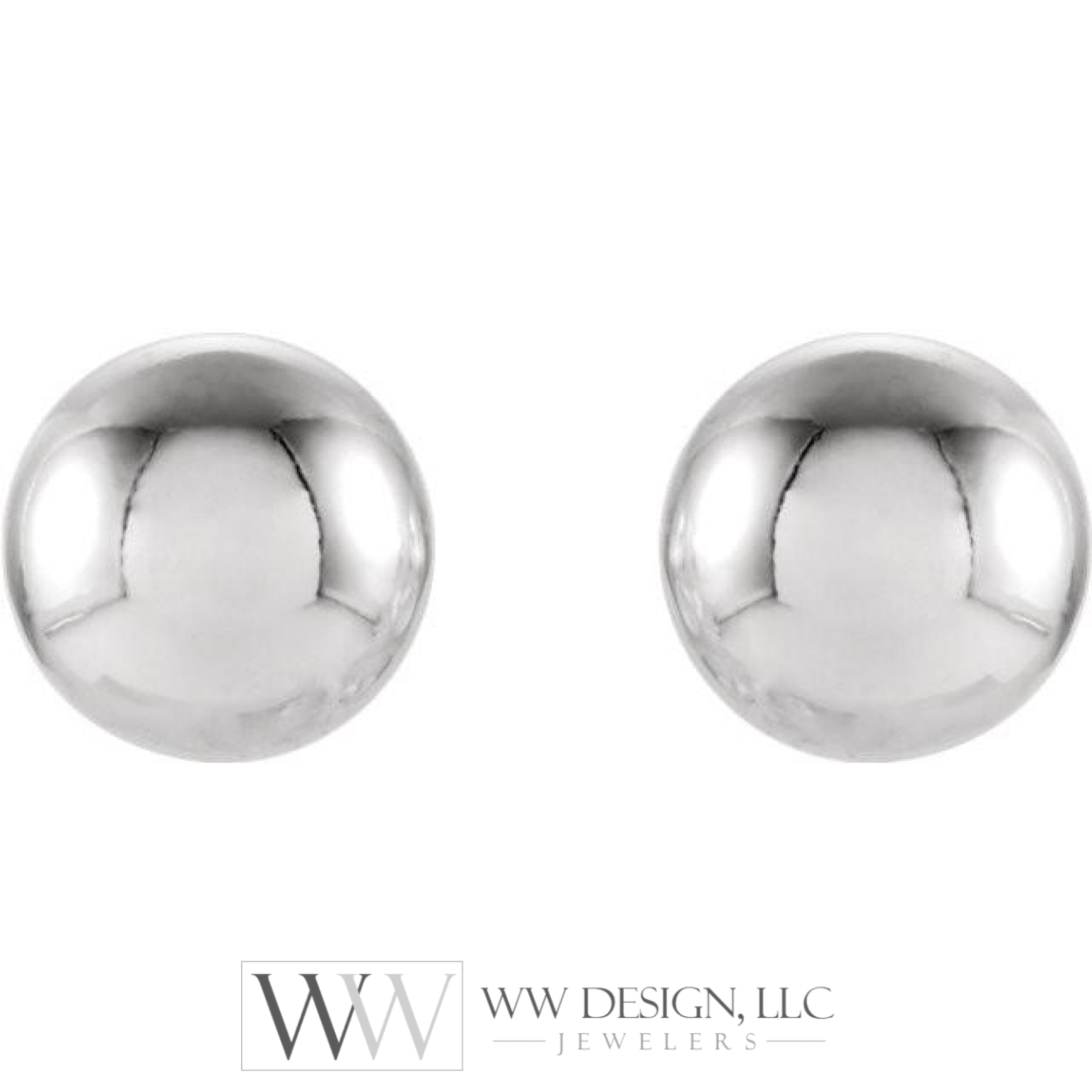 4mm Ball Earrings with Bright Finish - 14K Gold (Yellow or White)