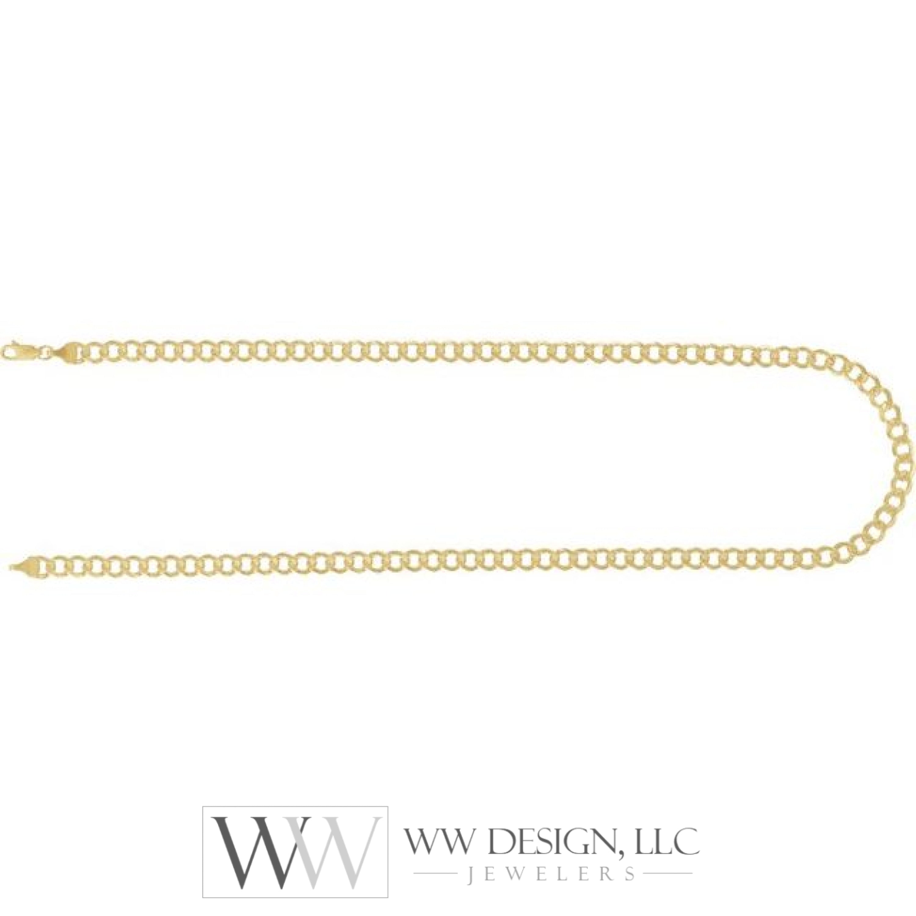 5.3mm Hollow Curb Chain Bracelet or Necklace - 14k Yellow Gold