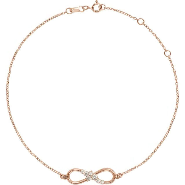1/8 CTW Natural Diamond Infinity 6 1/2-7 1/2" Bracelet - 14k Gold (Y, R or W), Platinum or Sterling Silver