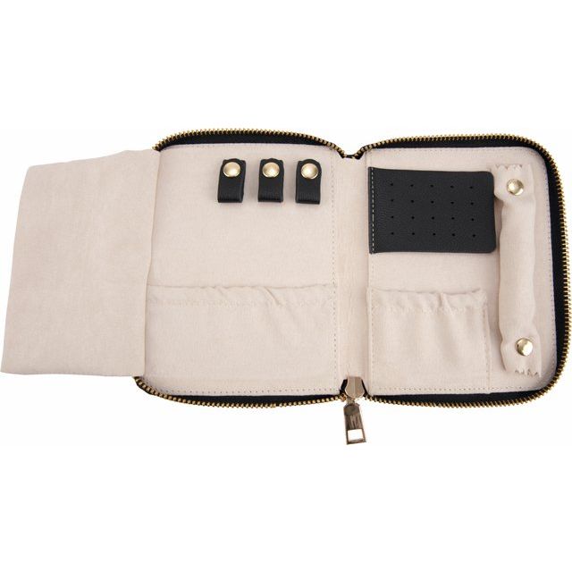 Leatherette Jewelry Travel Case - Silver, Black, Pink, Cream