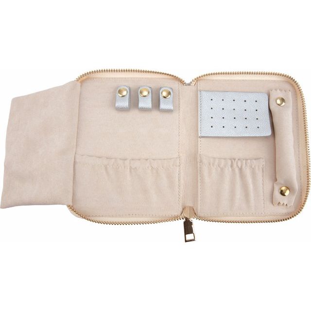 Leatherette Jewelry Travel Case - Silver, Black, Pink, Cream