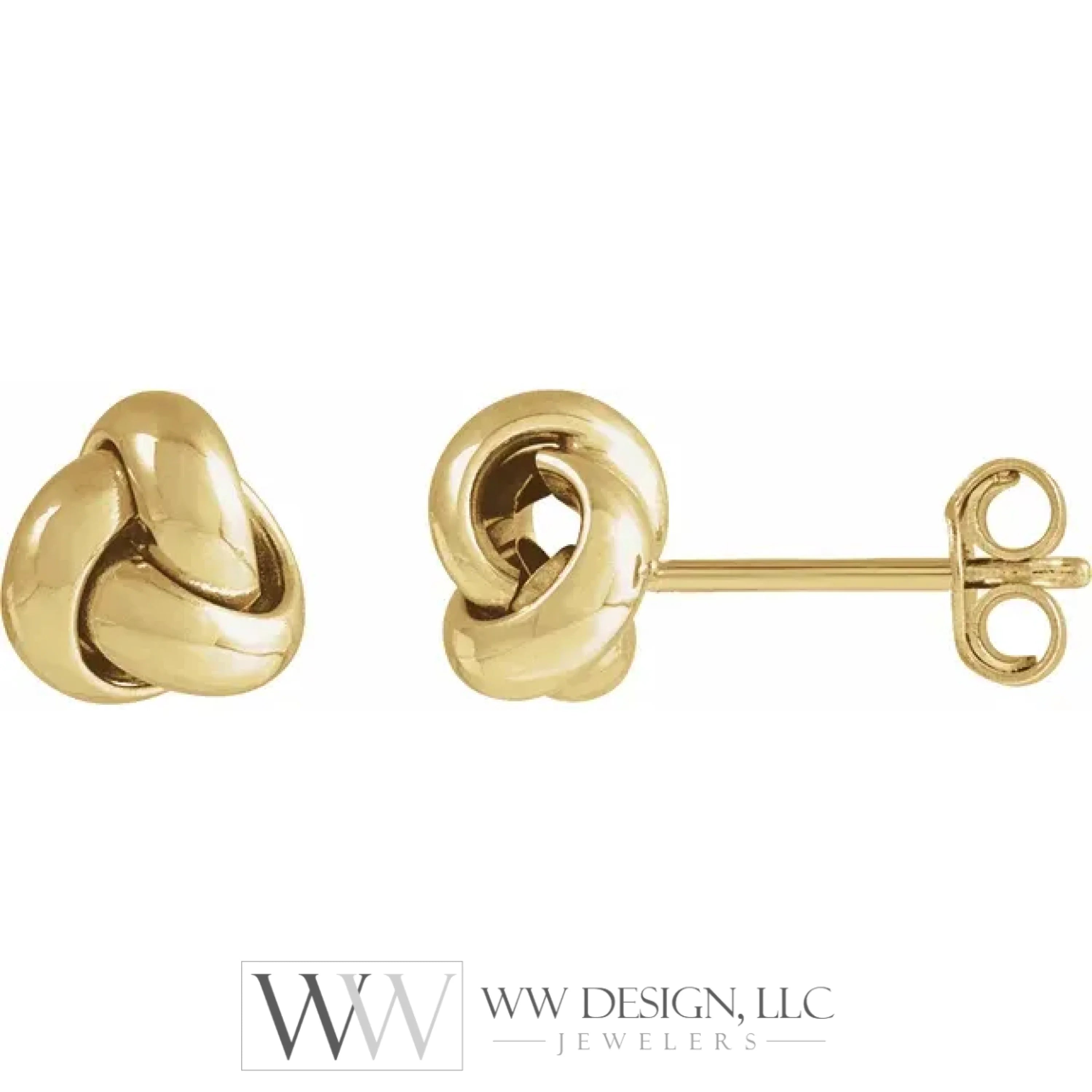 6mm Knot Earrings - 14K Gold (Yellow or White), Sterling Silver