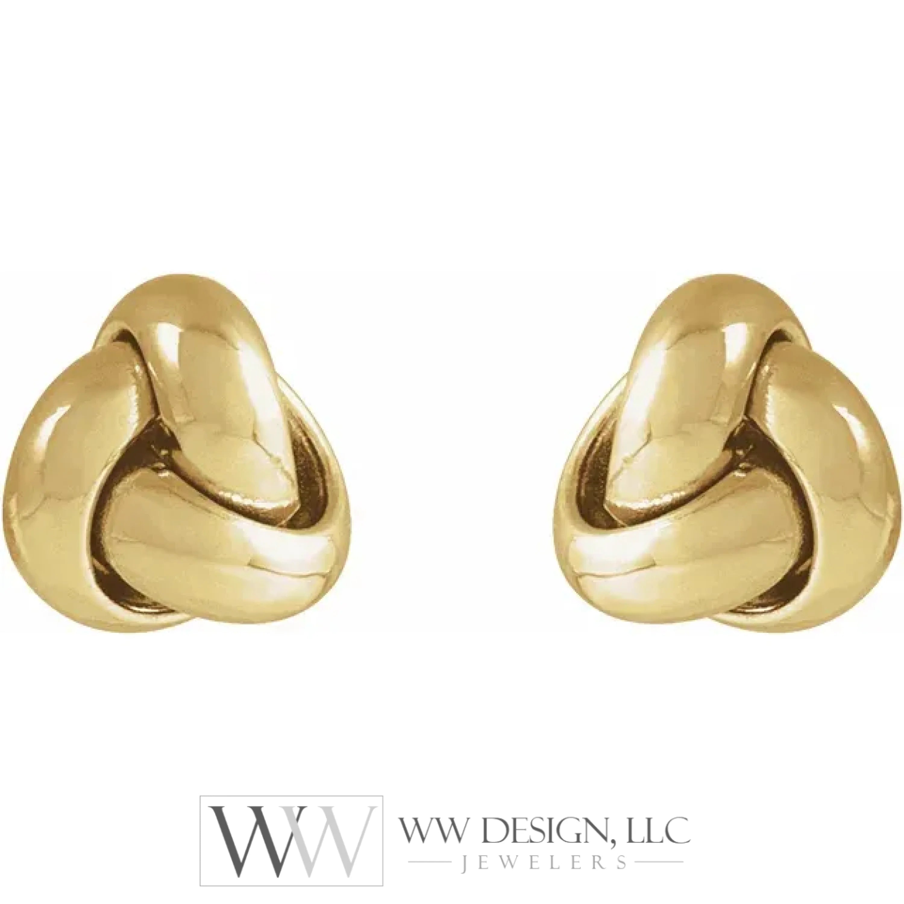 6mm Knot Earrings - 14K Gold (Yellow or White), Sterling Silver