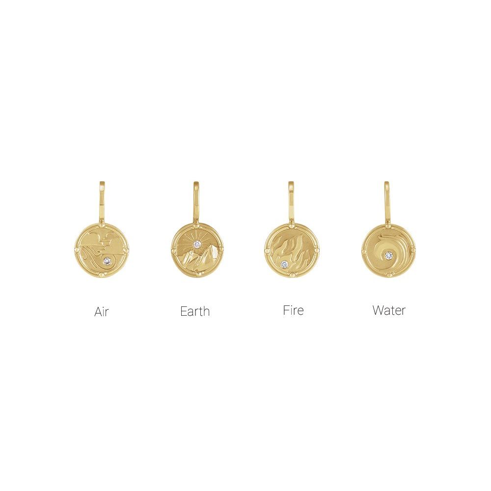 0.015 CT Natural Diamond Water, Earth, Air or Fire Zodiac Element Pendant
- 14k Gold (Y, W or R)