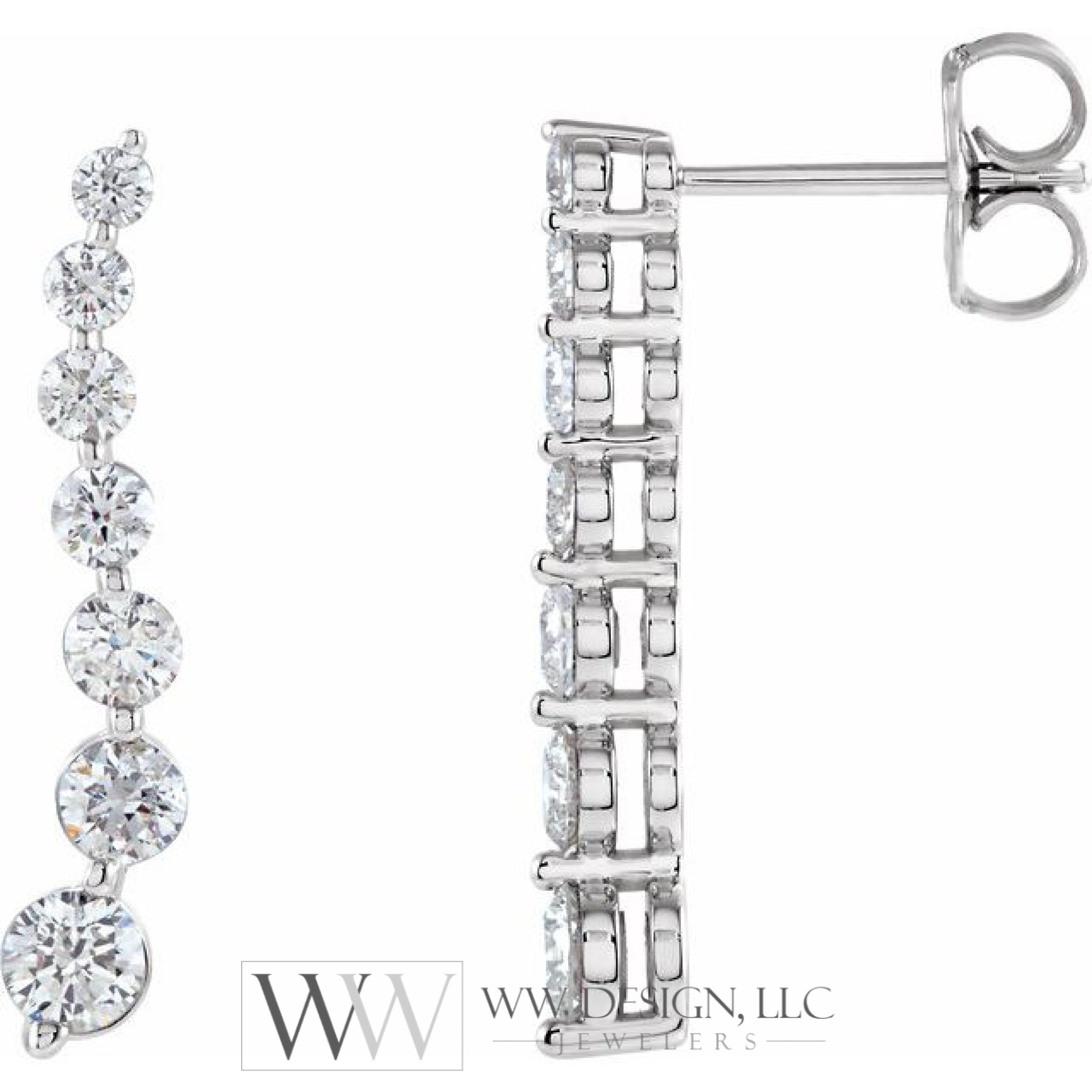 9/10 Ctw Journey Diamond Earrings - 14K Gold (Y Or W)