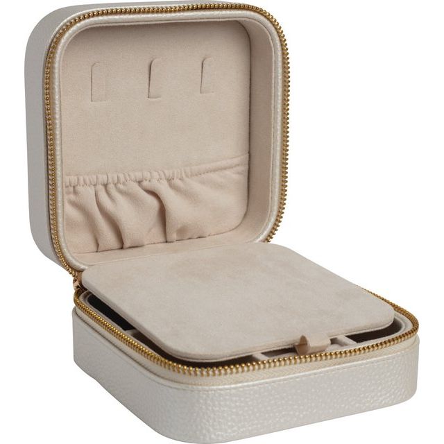 Leatherette Jewelry Case with Mirror - Black, Brown, Pink, or Cream