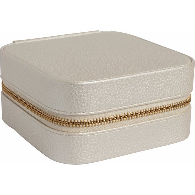 Leatherette Jewelry Case with Mirror - Black, Brown, Pink, or Cream