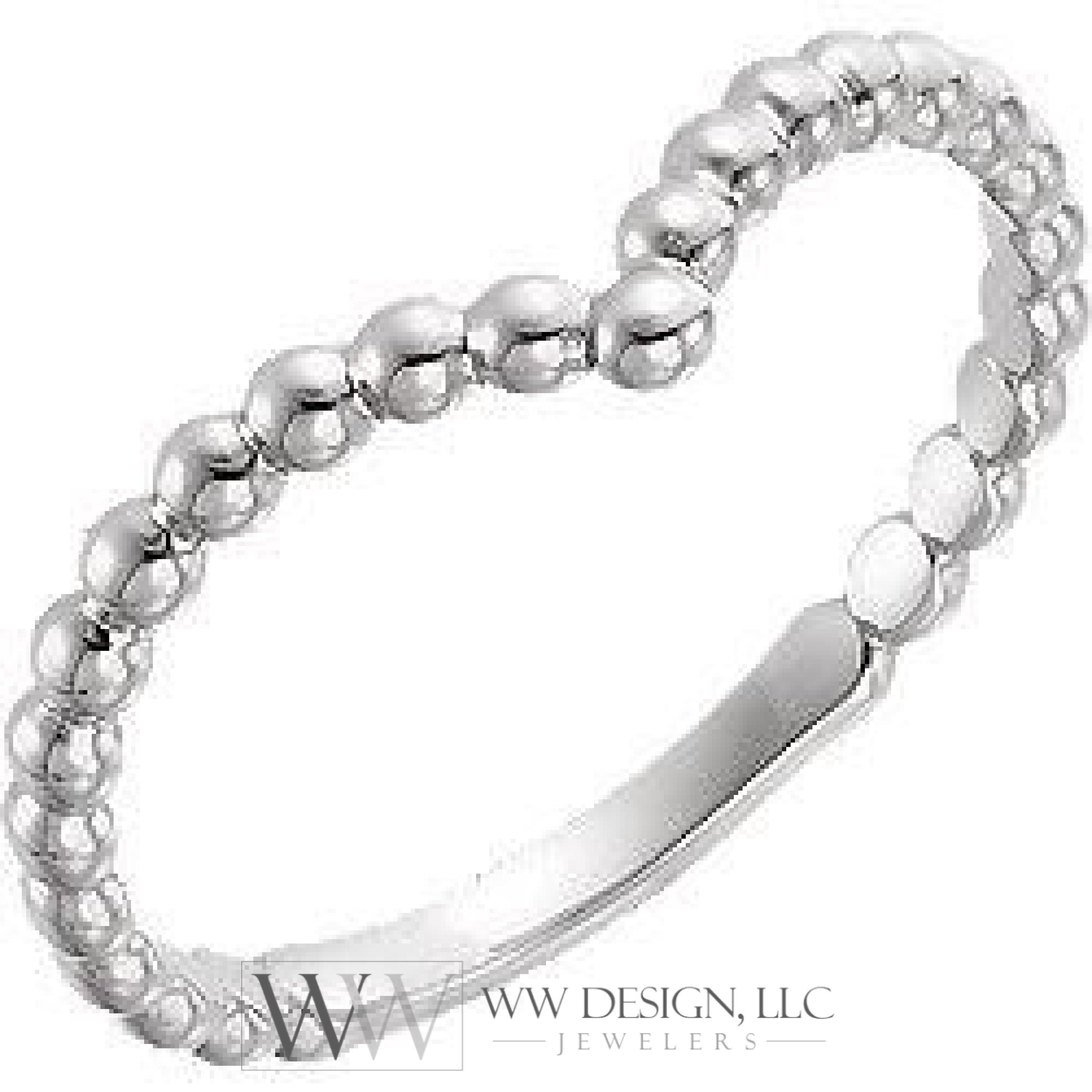 Beaded "V" Ring - Sterling Silver, 14k Gold (Y, W or R), Platinum