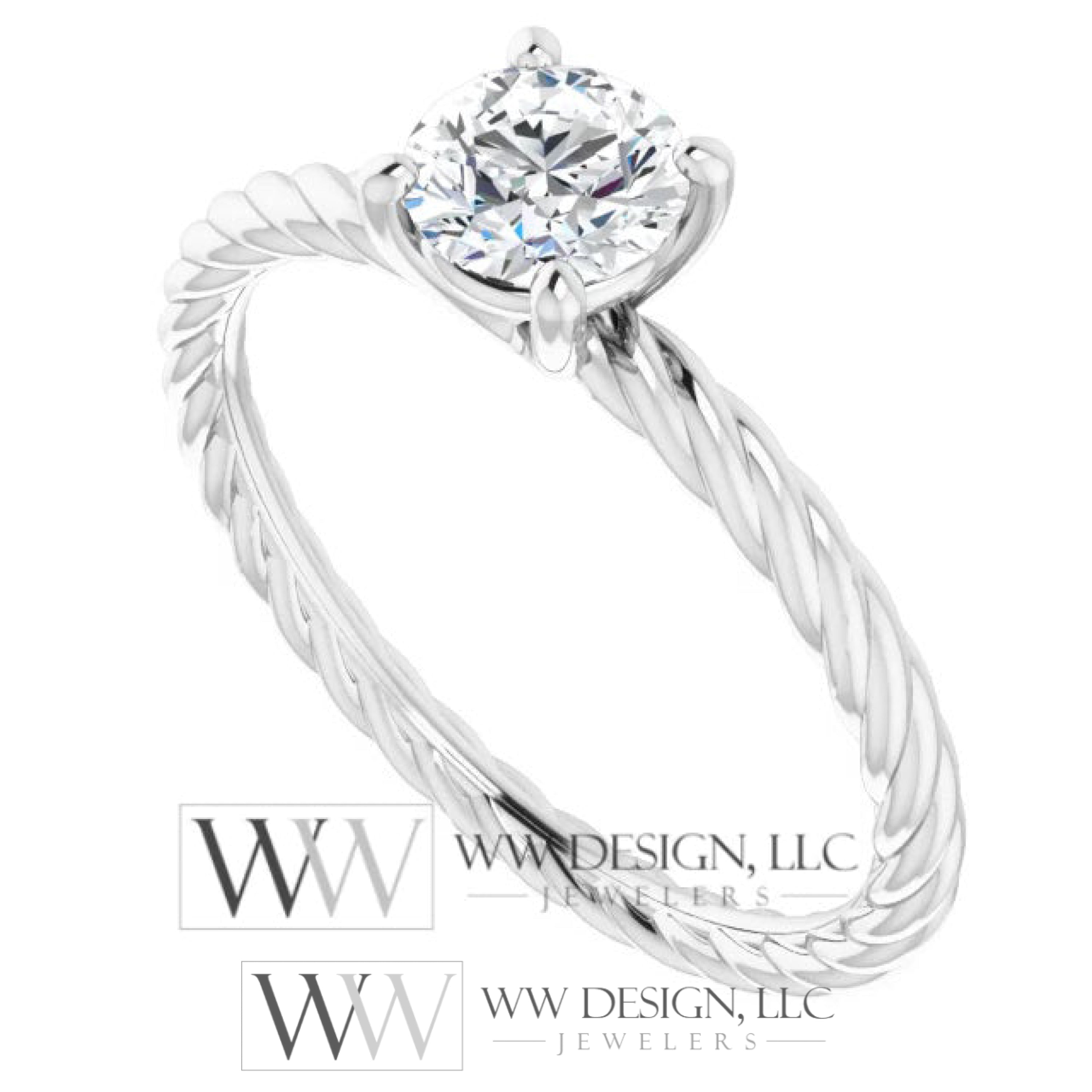 DIAMOND Engagement Ring Genuine F-H VS 0.5ct 5.2mm 14k Gold (Y, W, R) 18k Gold, Platinum Round Diamond Solitaire Engagement Promise Ring