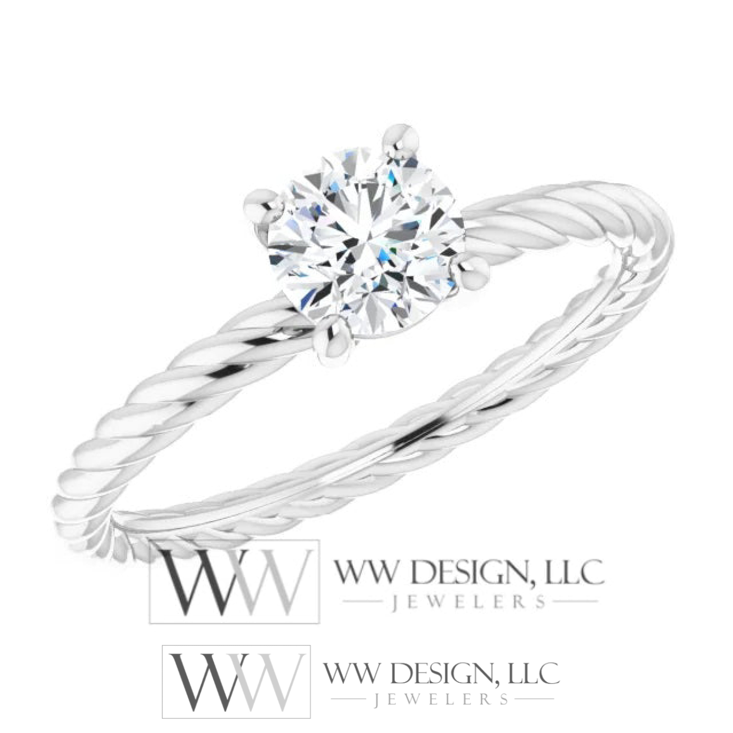 DIAMOND Engagement Ring Genuine F-H VS 0.5ct 5.2mm 14k Gold (Y, W, R) 18k Gold, Platinum Round Diamond Solitaire Engagement Promise Ring