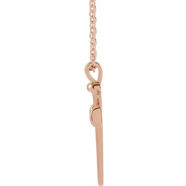 Nail Cross Necklace - 14K Gold (Y, W, or R), Platinum or Sterling Silver