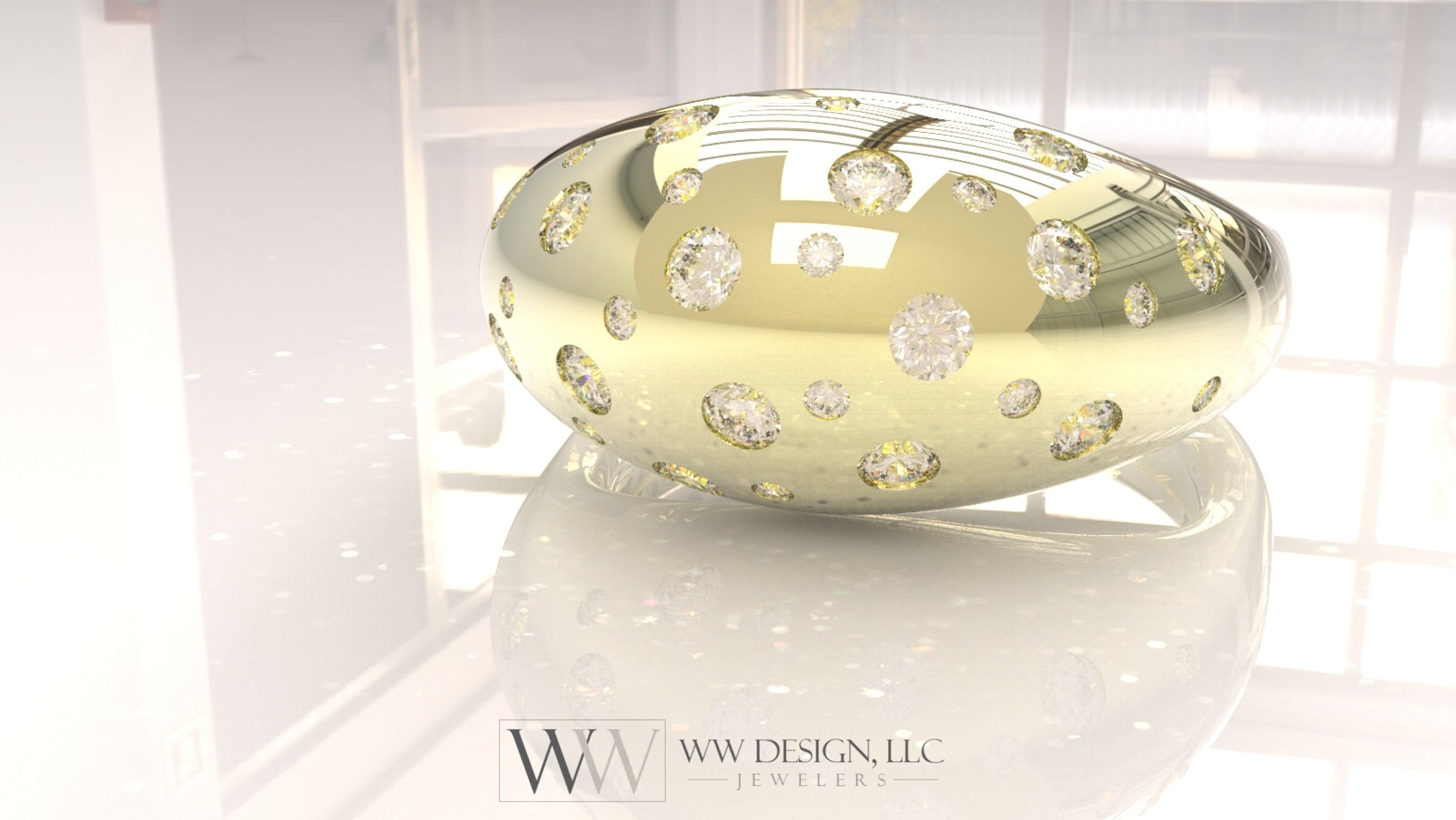 Polka Dot Diamond Dome Ring Untreated Vs F Genuine Diamonds - 14K 18K (Yellow White Rose) Platinum