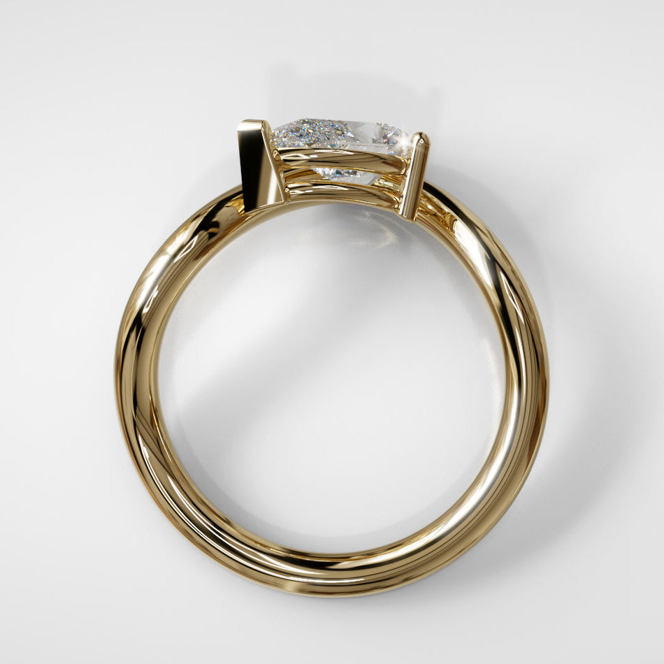 Diamond Wave Ring - 14k Gold (Yellow, White or Rose), Platinum - Natural Diamond or Lab Diamond