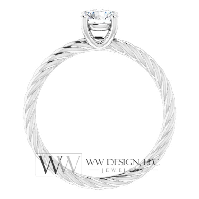 DIAMOND Engagement Ring Genuine F-H VS 0.5ct 5.2mm 14k Gold (Y, W, R) 18k Gold, Platinum Round Diamond Solitaire Engagement Promise Ring