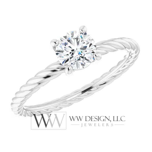 DIAMOND Engagement Ring Genuine F-H VS 0.5ct 5.2mm 14k Gold (Y, W, R) 18k Gold, Platinum Round Diamond Solitaire Engagement Promise Ring