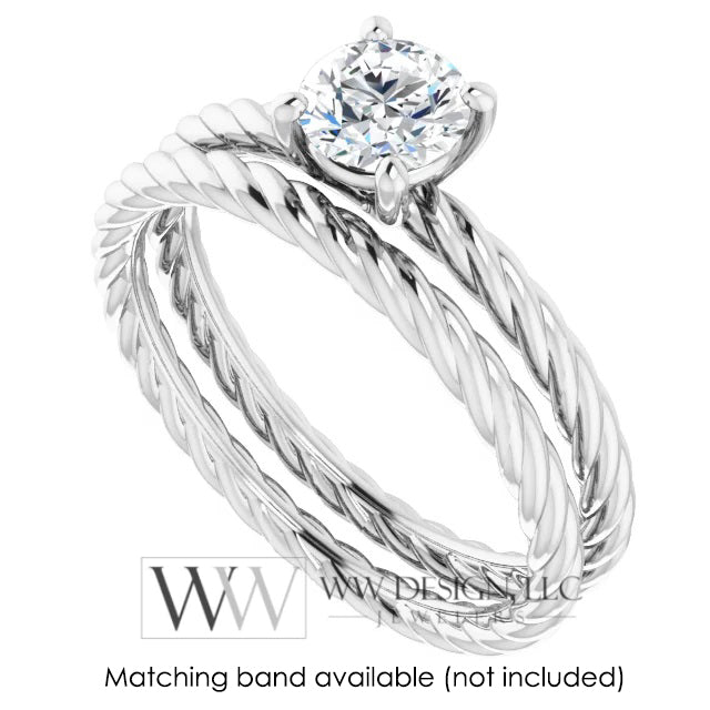 DIAMOND Engagement Ring Genuine F-H VS 0.5ct 5.2mm 14k Gold (Y, W, R) 18k Gold, Platinum Round Diamond Solitaire Engagement Promise Ring