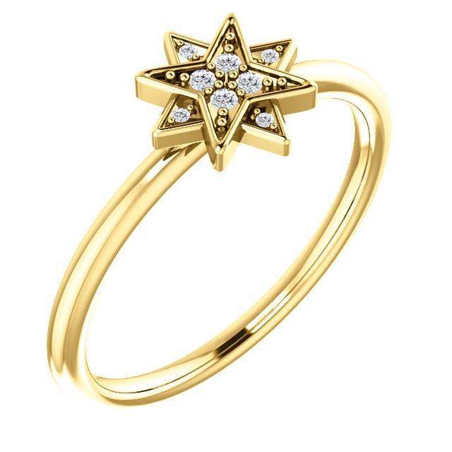 0.04 CTW Diamond Star Ring - Sterling Silver, 14k Gold (Y, W or R), Platinum