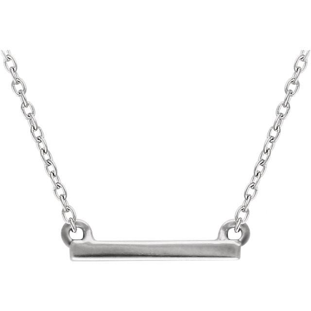 Petite Straight Bar Necklace 16-18" - 14k Gold (Y, W or R), or Sterling Silver