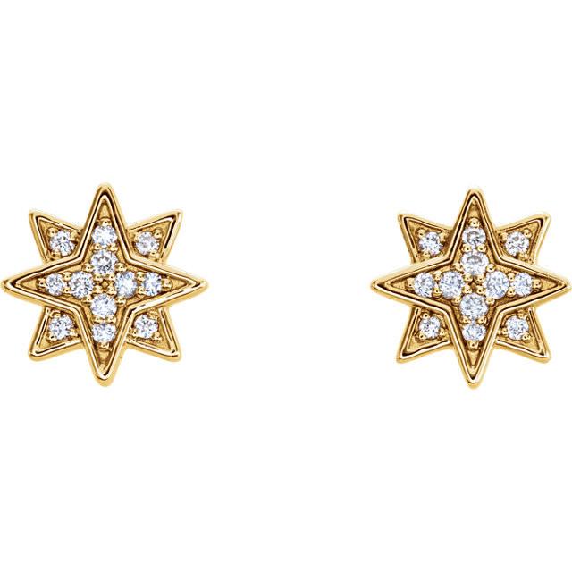 0.08 CTW Diamond Star Earrings - 14K Gold (Y, R OR W)