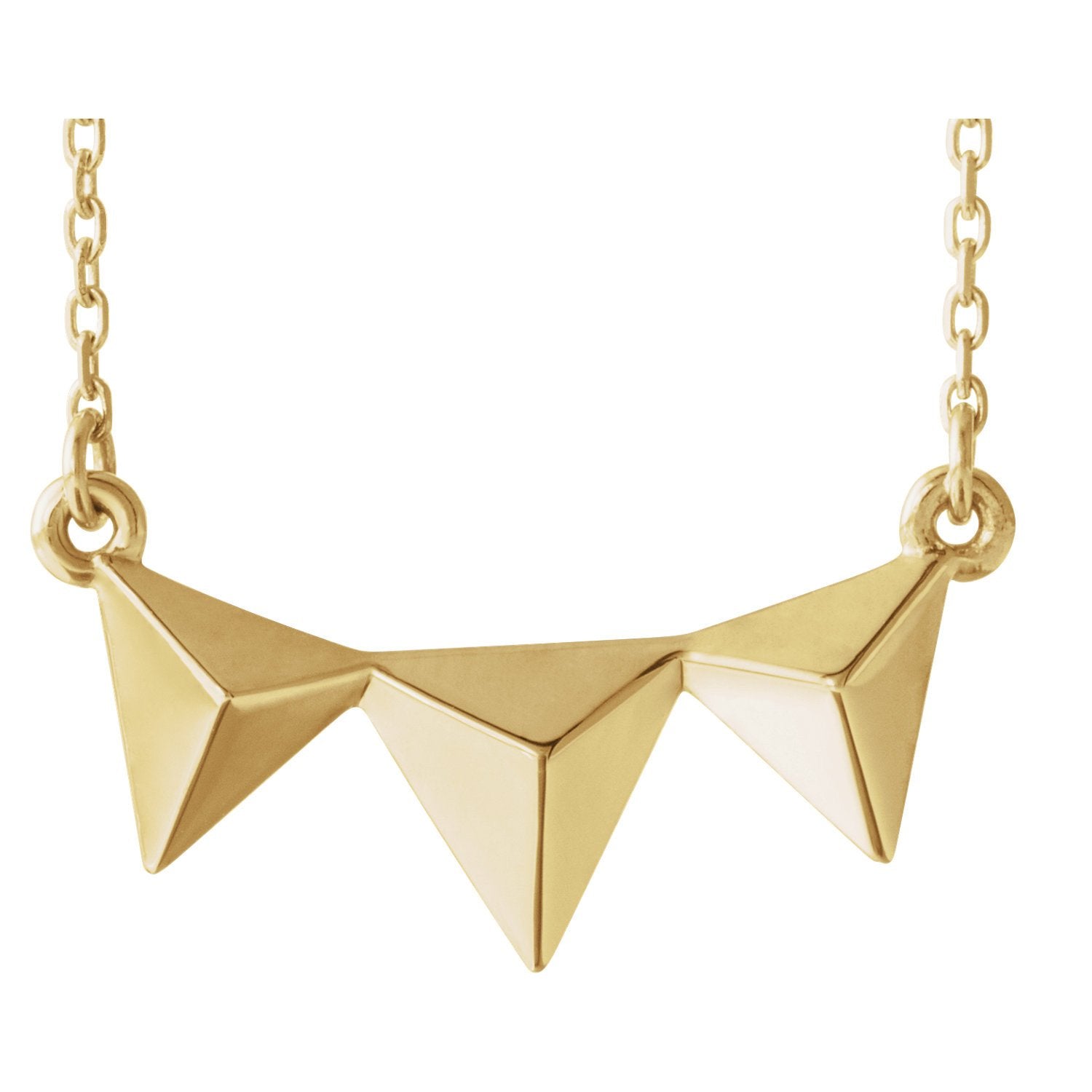 Geometric Bar Necklace 16-18" - 14k Gold (Y, W or R), Platinum, or Sterling Silver