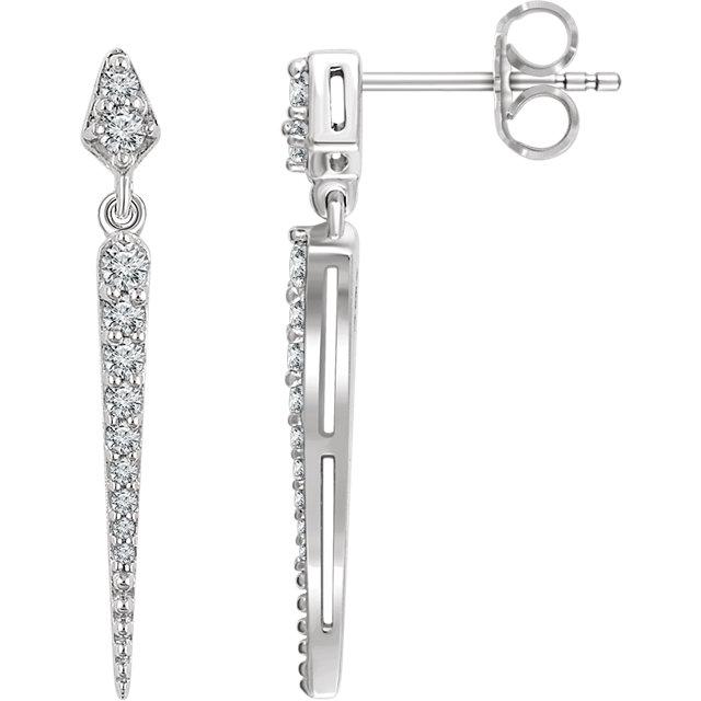 14K White 1/4 CTW Diamond Dangle Earrings - WW Design, LLC