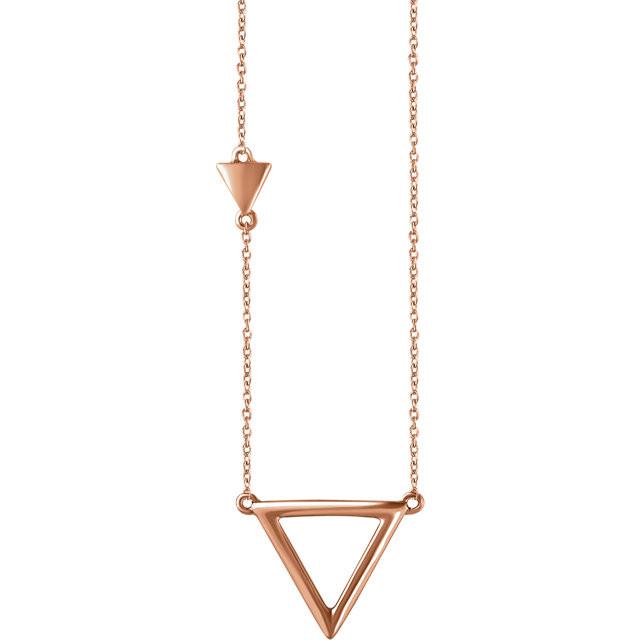 Triangle Necklace 18" - 14k Gold (Y, W or R)
