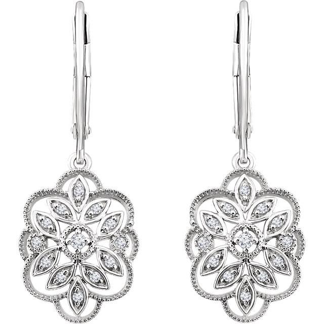 Sterling Silver 1/6 CTW Diamond Granulated Filigree Earrings